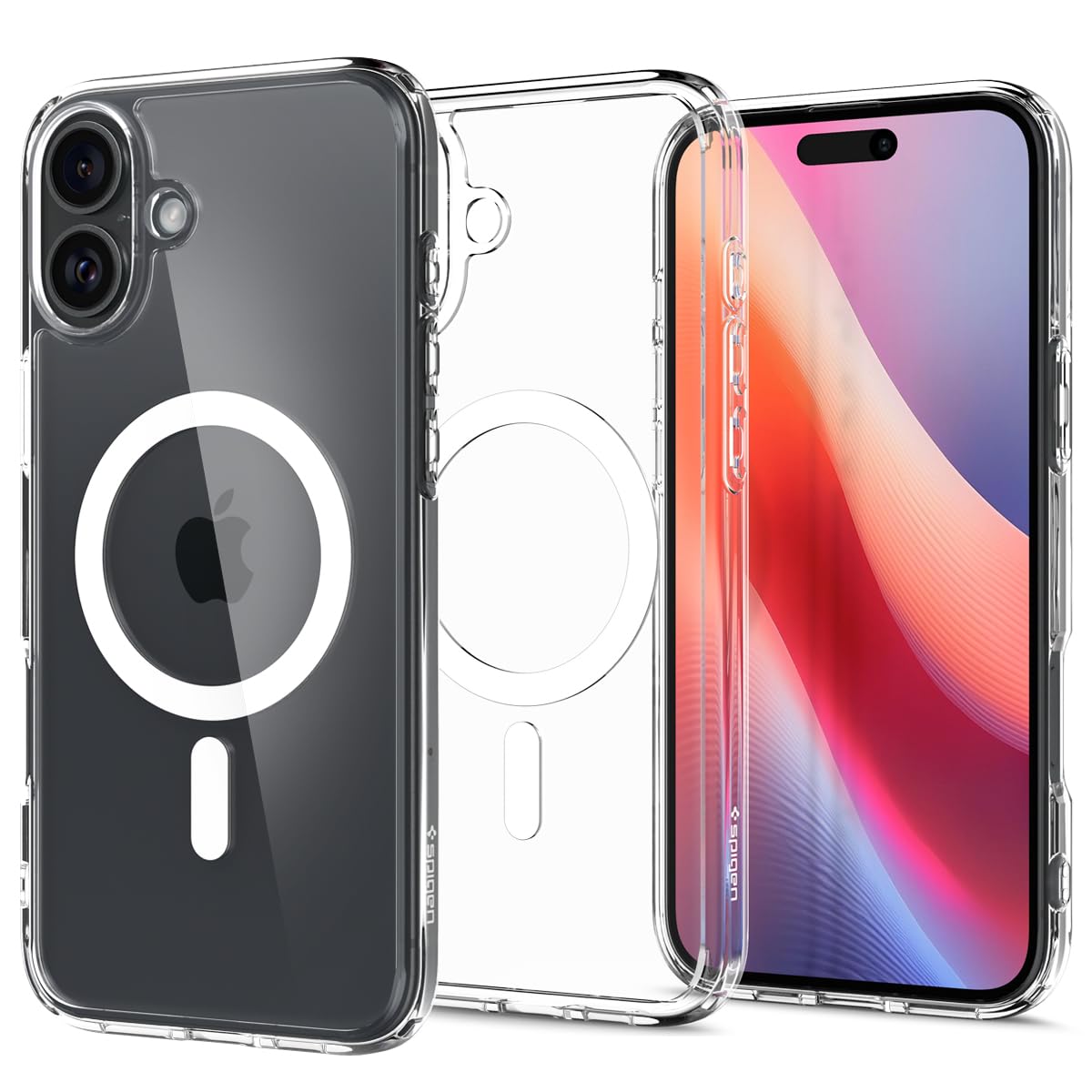 Spigen 【創業18年の技術力】iPhone 16 ケース クリア MagSafe対応 耐衝撃 ストラップホール 黄変防止 バンパー 米軍MIL規格 ウルトラ・ハイブリッド・マグフィット ACS08205 (ホワイト)
