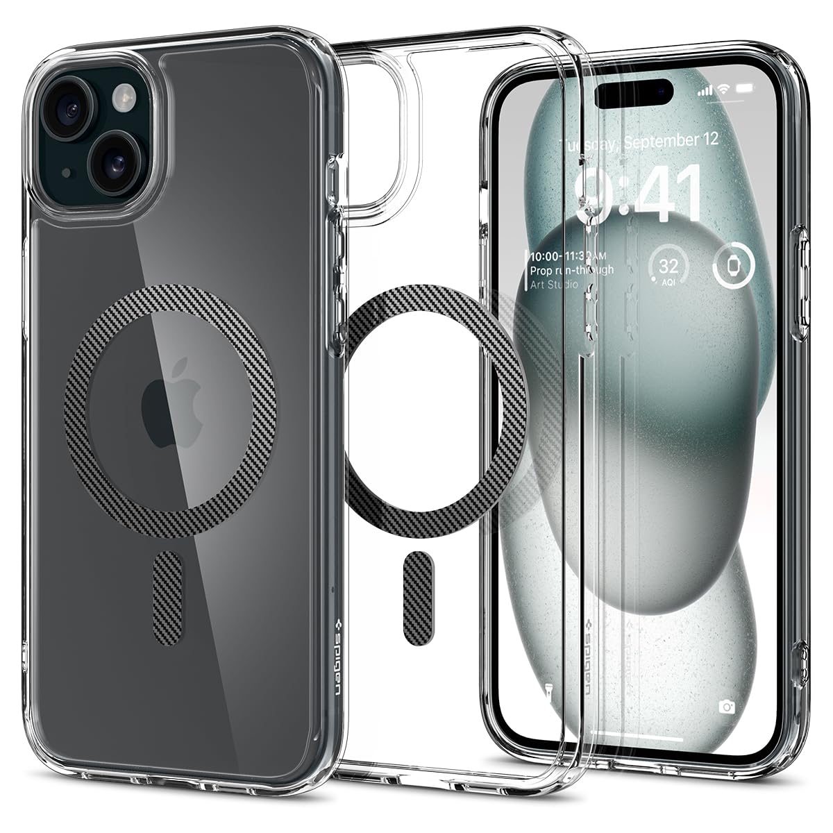 Spigen 【築き上げる18年の科学技術力】 iPhone 15 Plus 容れもの せつ然たる MagSafe相応う 米軍MIL判定基準 ウルトラ・ハイブリッド・マグフィット ACS06663 (炭素・衣料繊維)