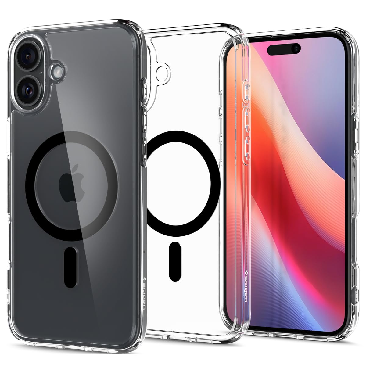 Spigen 【築き上げる18年の科学技術力】iPhone 16 容れもの せつ然たる MagSafe相応う 耐衝撃 ストラップホール 黄変押しとどめる バンパー 米軍MIL判定基準 ウルトラ・ハイブリッド・マグフィット ACS08206 (黒いこと)