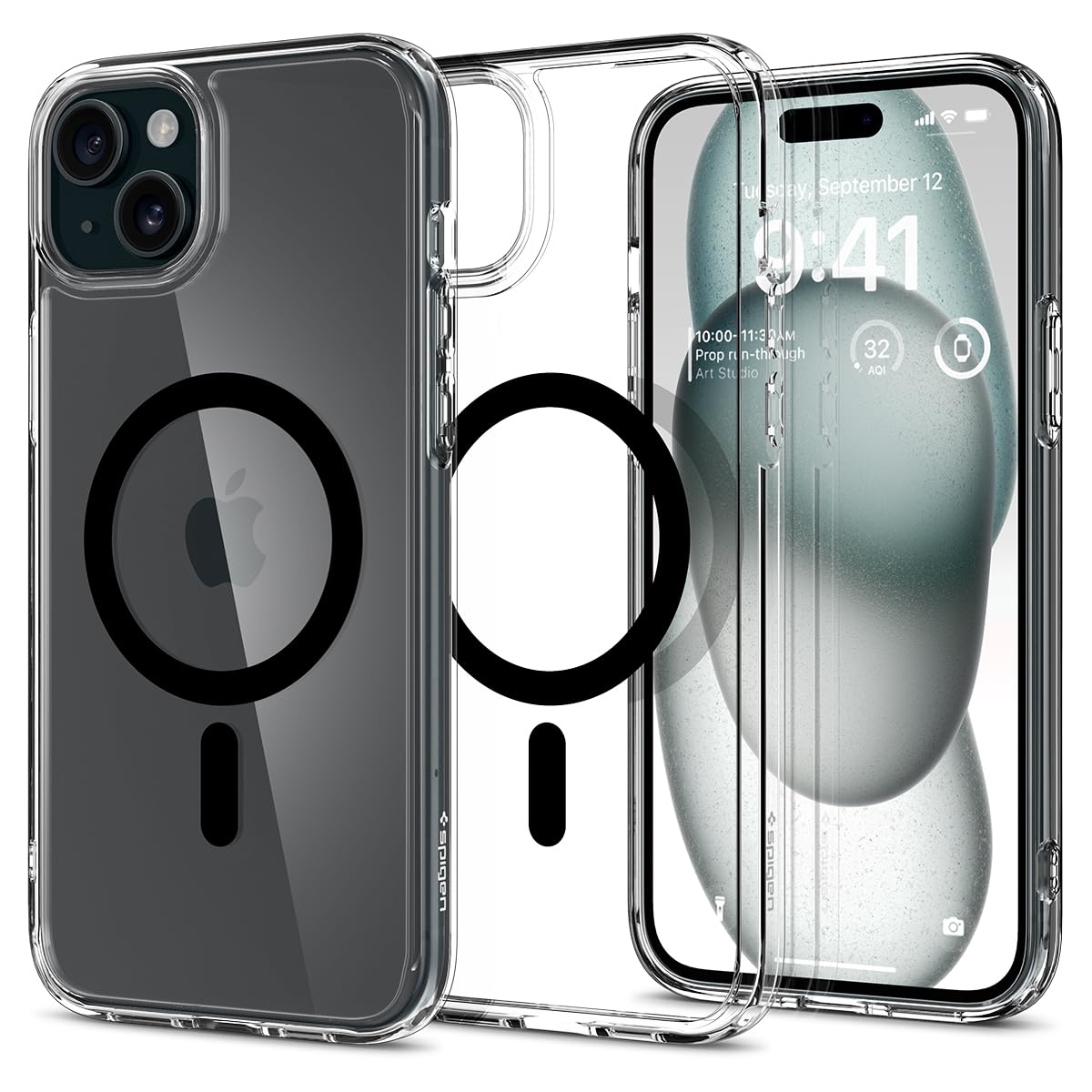 Spigen 【創業18年の技術力】 iPhone 15 Plus ケース クリア MagSafe対応 米軍MIL規格 ウルトラ・ハイブリッド・マグフィット ACS06661 (ブラック)