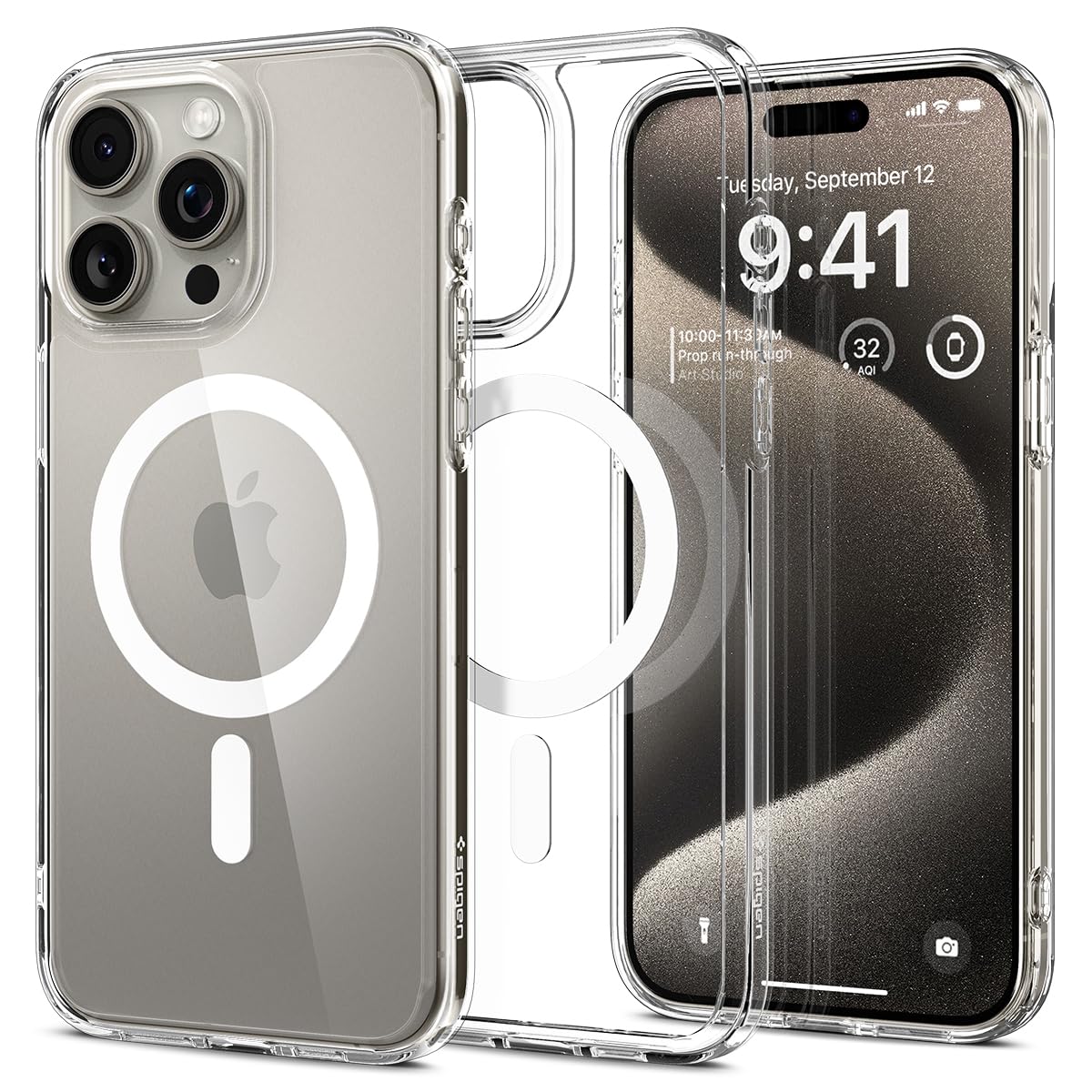 Spigen 【創業18年の技術力】 iPhone 15 Pro Max ケース クリア MagSafe対応 米軍MIL規格 ウルトラ・ハイブリッド・マグフィット ACS06576 (ホワイト)