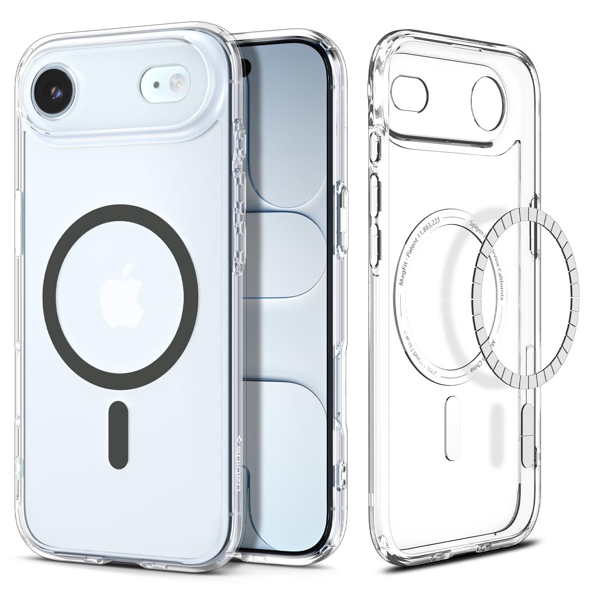 Spigen 【打ち立てる18年の科学技術力】 iPhone Air 容れもの MagSafe相応う せつ然たる 澄み切った ストラップホール 米軍MIL標準尺度 ウルトラ・ハイブリッド・マグフィット (クリア・グラファイト) ACS10052