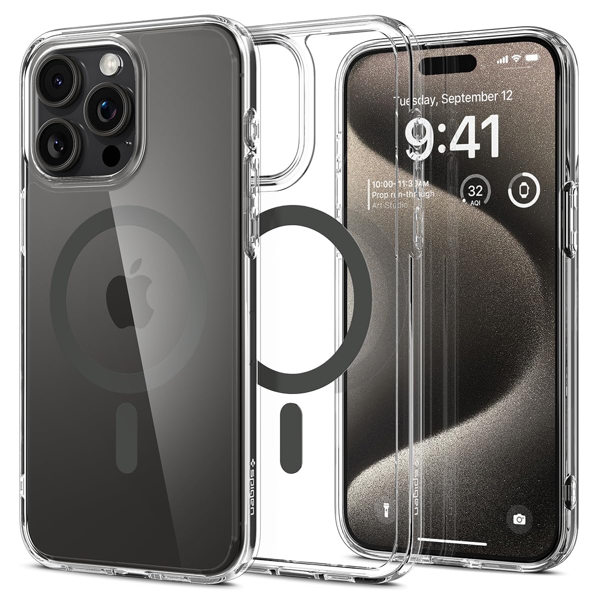 Spigen 【築き上げる18年の科学技術力】 iPhone 15 Pro Max 容れもの せつ然たる MagSafe相応う 米軍MIL判定基準 ウルトラ・ハイブリッド・マグフィット ACS06577 (黒鉛)