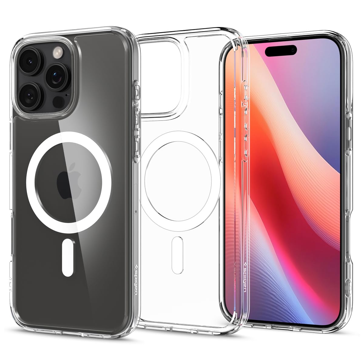 Spigen 【創業18年の技術力】iPhone 16 Pro ケース MagSafe対応 クリア 透明 ストラップホール 米軍MIL規格 ウルトラ・ハイブリッド・マグフィット ACS08129 (ホワイト)