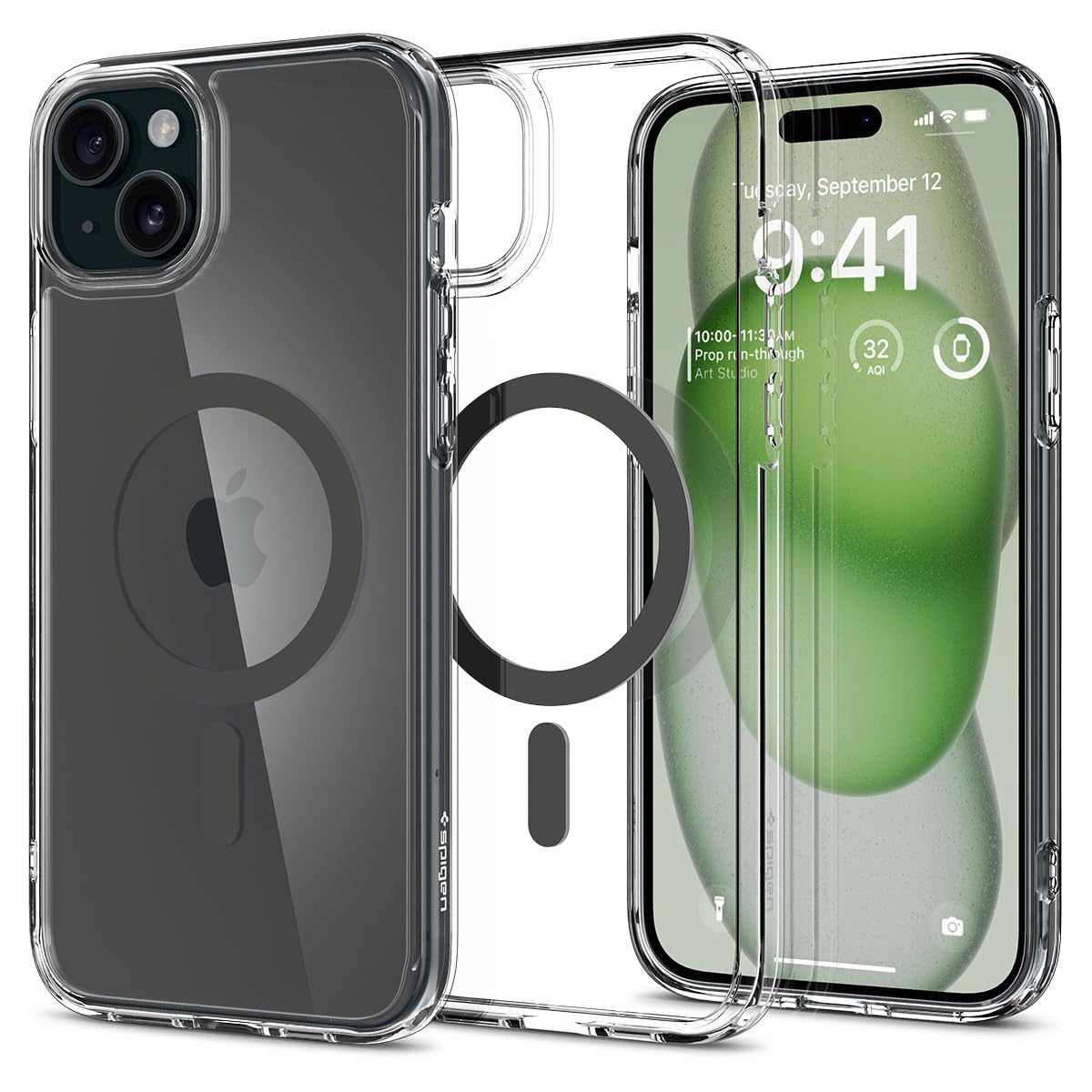 Spigen 【創業18年の技術力】 iPhone 15 Plus ケース クリア MagSafe対応 米軍MIL規格 ウルトラ・ハイブリッド・マグフィット ACS06662 (グラファイト)