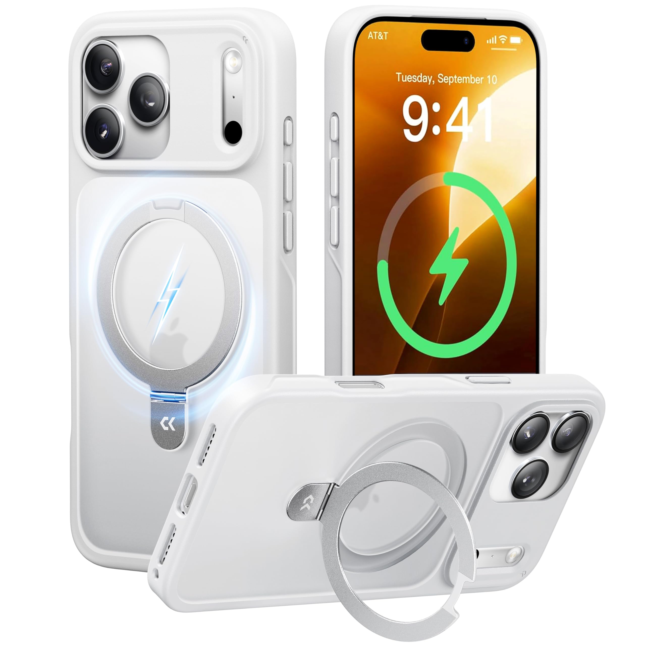 【8年の匠心開発 高耐久スタンド構造】CASEKOO for iPhone 17 Pro Max ケース【米軍MIL規格 耐衝撃／MagSafe対応】【カメラモジュール強化保護】隠しスタンド 縦横立て対応 25W ワイヤレス充電対応 マ