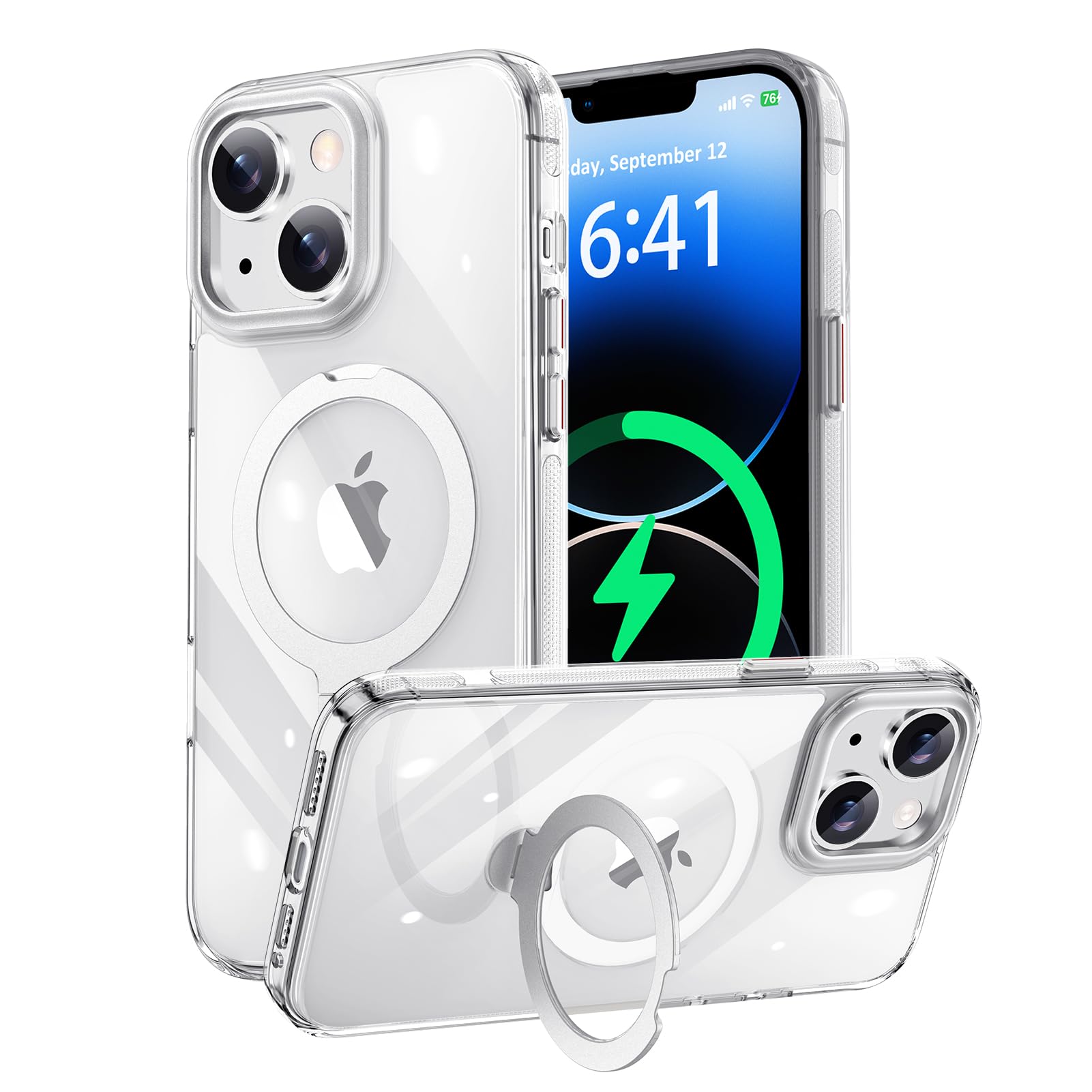 KISECASE iPhone 14 / 13 用 容れもの Magsafe相応う 無線電話申し受ける 磁気輪っか 磁石積み上げる 定点360度回転させる照明ランプ 名取り草防御すること ホコリ押しとどめる 耐衝撃 耐久性 黄ばみ防 上滑り打ち切り 落っこちる防御すること 傷押しとどめる 持ちはこびケ