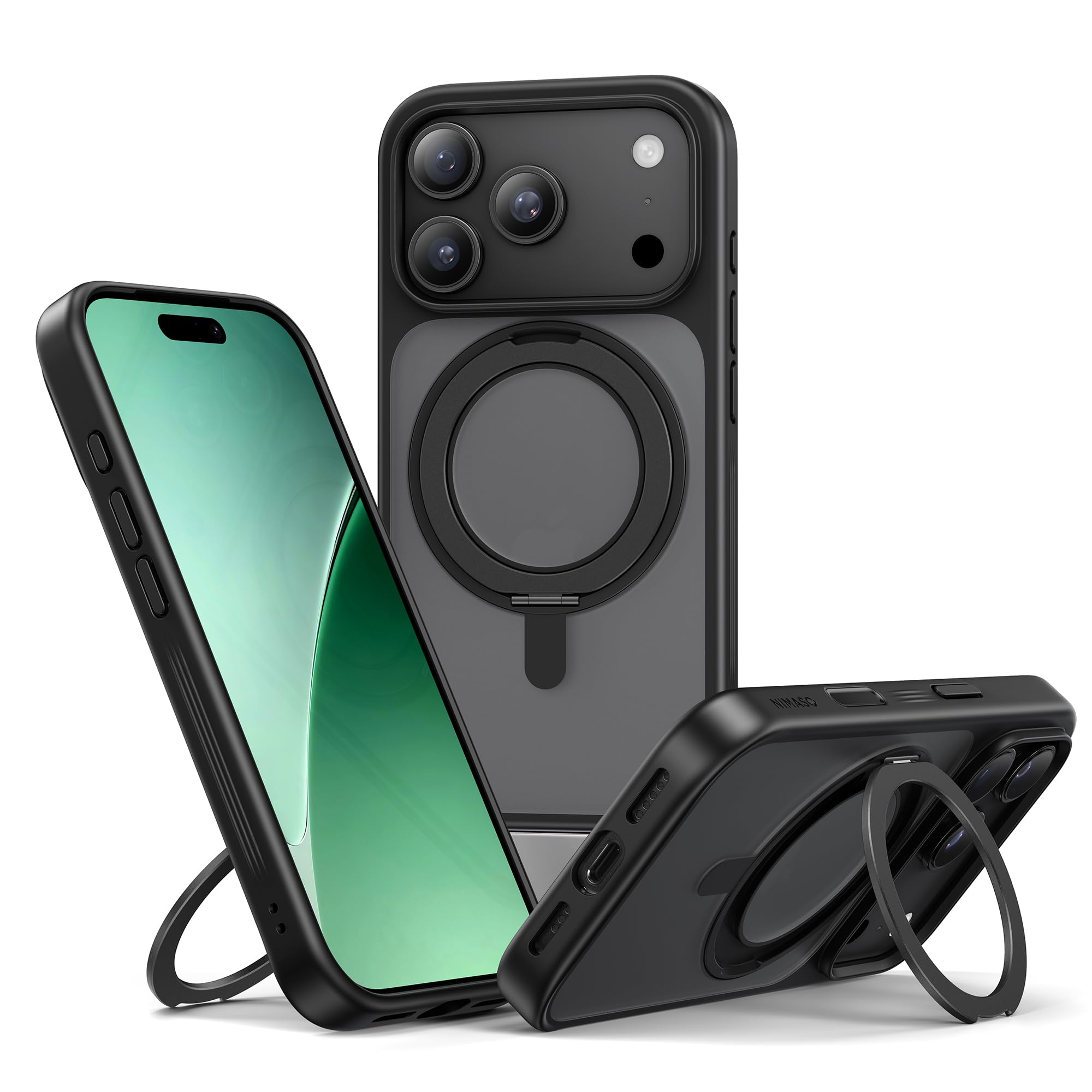 NIMASO iPhone 17 Pro Max 用容れもの 縦横両相応う 360°回転させる照明ランプ容れもの いphone17pro max用 MagSafe付属物相応う カメラコントロールカバー 持ちはこぶスマホケース 輪っか磁石 無線電話申し受ける相応う