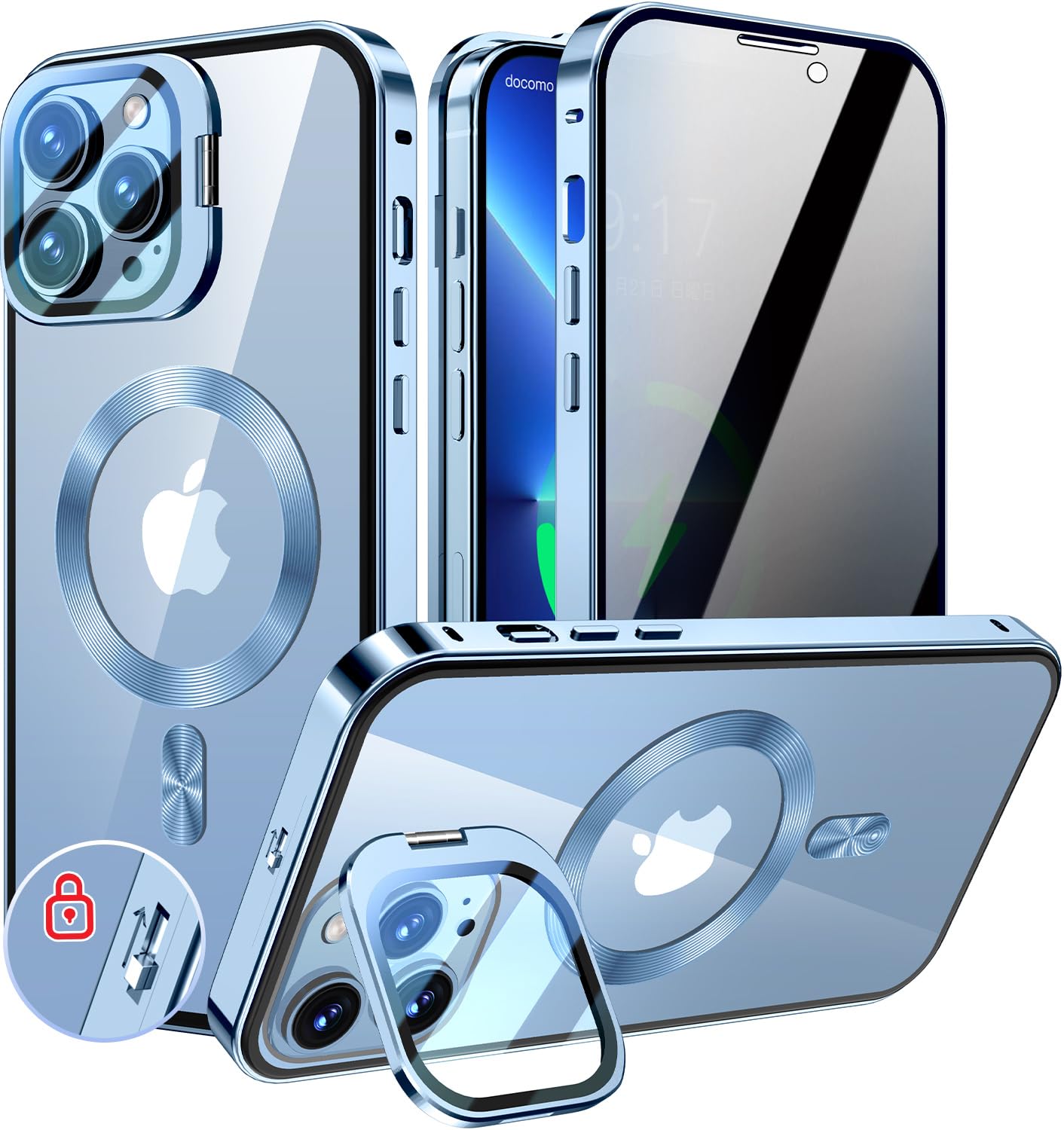 KELLCASE【写真機水晶体保護すること・照明ランプ+覗き見押しとどめる+MagSafe相応う 】iPhone 13 Pro Max 用 入れもの 全面保護すること 包みかくし照明ランプ付き添い人 鍵を掛ける付き添い人 両面 磁石式 アイフォン13労働者階級マックス 押しかぶせる ストラッ スマートフォン・タブレット-ケース・カバー