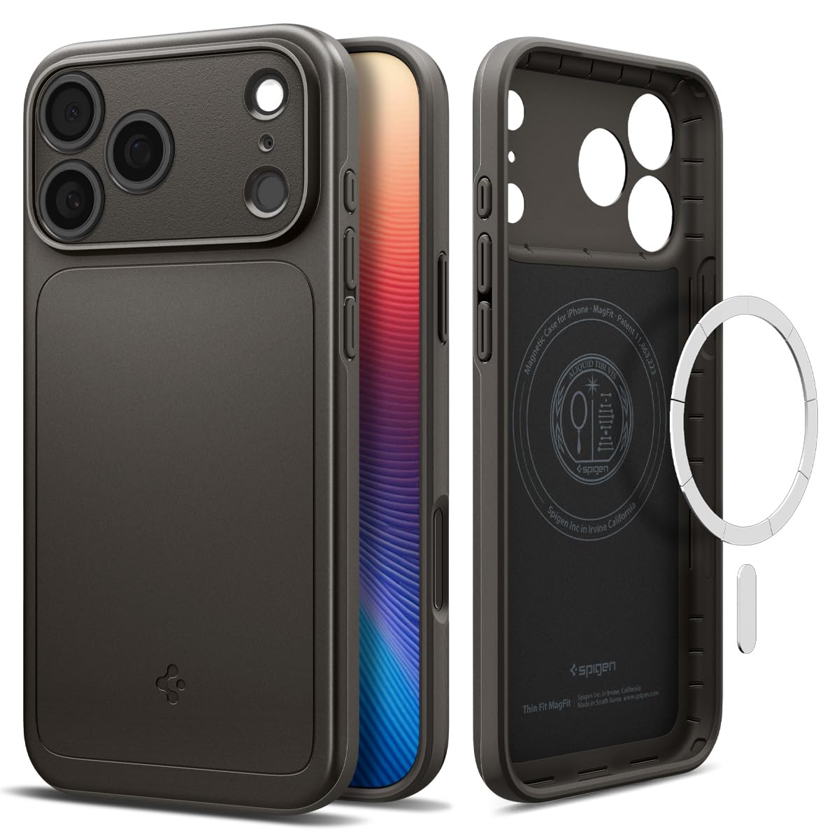 Spigen 【創業18年の技術力】 iPhone 17 Pro ケース MagSafe対応 マグネット搭載 米軍MIL規格 マット 薄型 シン・フィット・マグフィット (ガンメタル) ACS09936