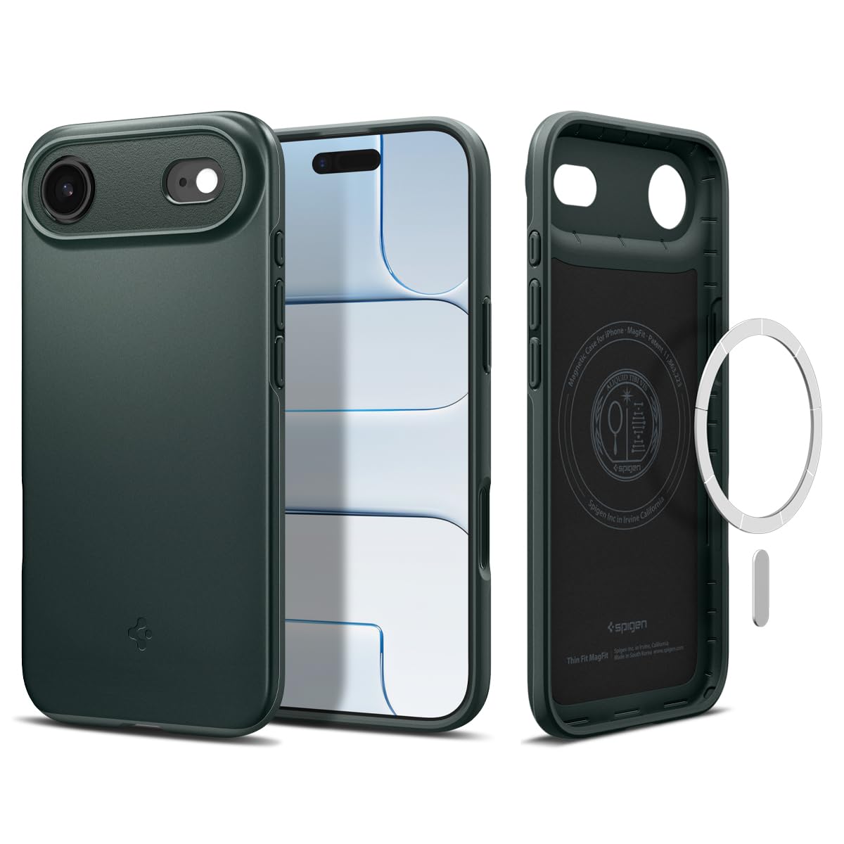 Spigen 【創業18年の技術力】 iPhone Air ケース MagSafe対応 マグネット搭載 米軍MIL規格 マット 薄型 シン・フィット・マグフィット (アビス・グリーン) ACS09917