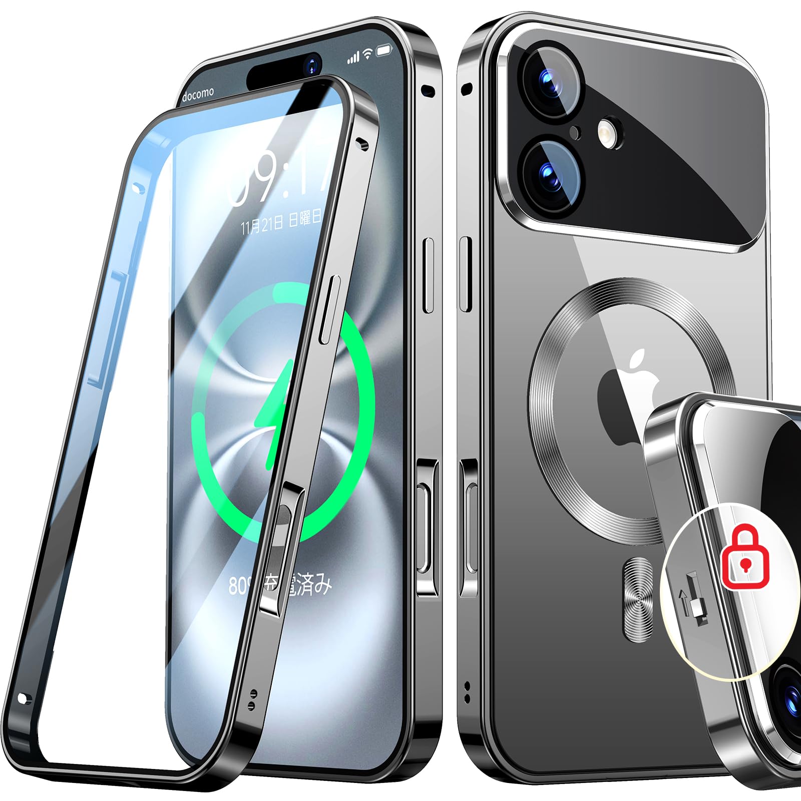 Rosycover【新次元の一体型レンズ・メカニカルロック】iPhone 16 用の ケース Magsafe対応 [360°全面保護・両面強化ガラス][本体の色・CD Magsafeリング]マグセーフ ワイヤレス充電対応 ストラップホ 8,998円