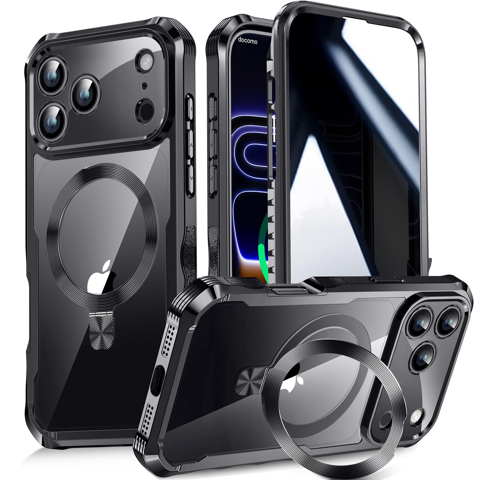 【多役立つこと包みかくしスタンド・マグセーフ相応う・覗き見押しとどめる】WTAIYUN iPhone 17 Pro 用 入れもの 全面保護すること CD輪っか 縦横両相応う 無線電話申し受ける相応う 米軍MIL判定基準 耐衝撃 高感じやすさ肌ざわり 両面 いphone17 労働者階級 カ スマートフォン・タブレット-スマートフォン・携帯電話アクセサリー-ケース・カバー