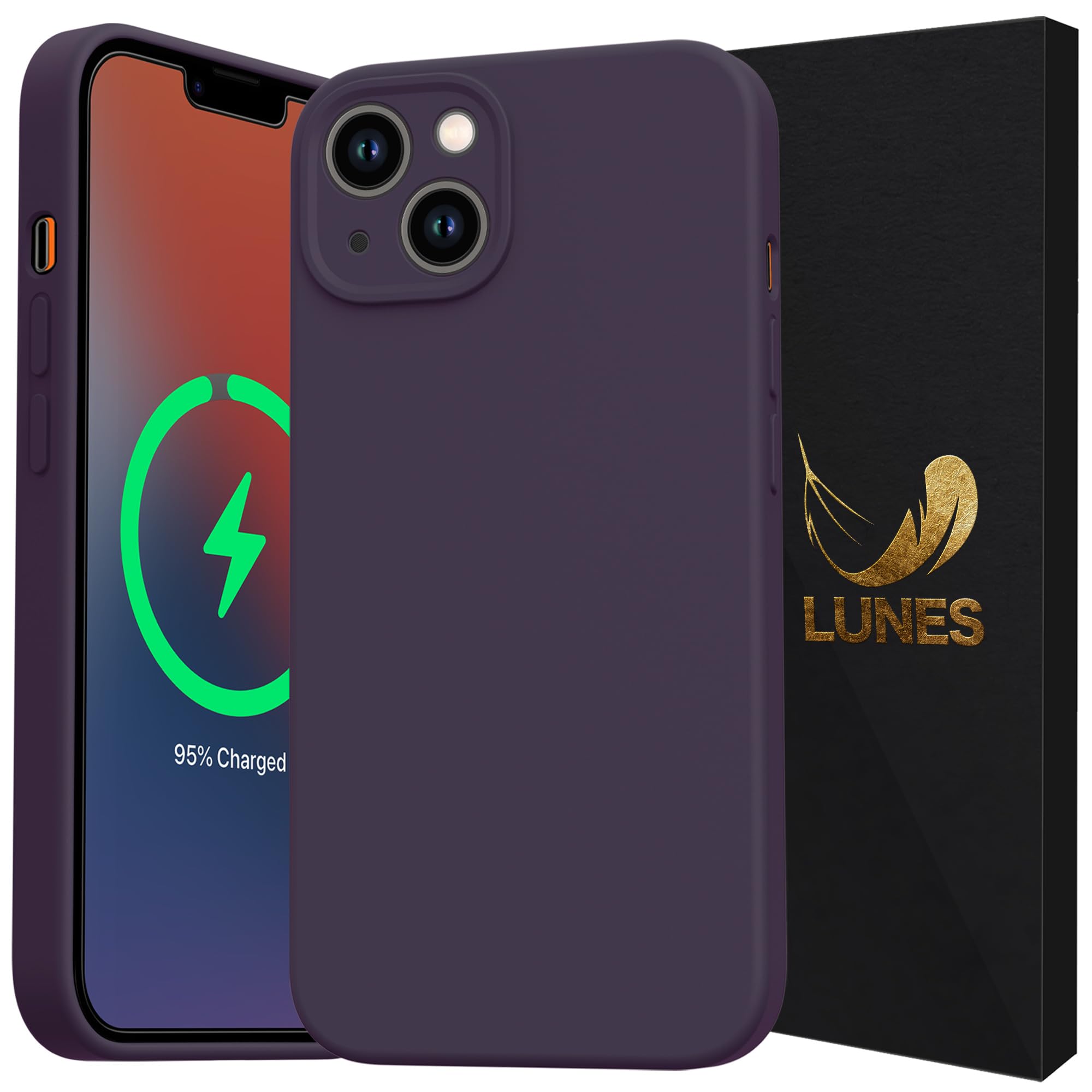 LUNES iPhone 13 mini 容れもの Magsafe相応う 写真機防御すること スマホケース 耐衝撃 無線電話申し受ける 分かりやすい 全面防御すること いPhone13 ミニ 用 マグセーフ相応う ケイ素樹脂 取りまかなう 磁石積み上げる 指紋押しとどめる 黄ばみなし