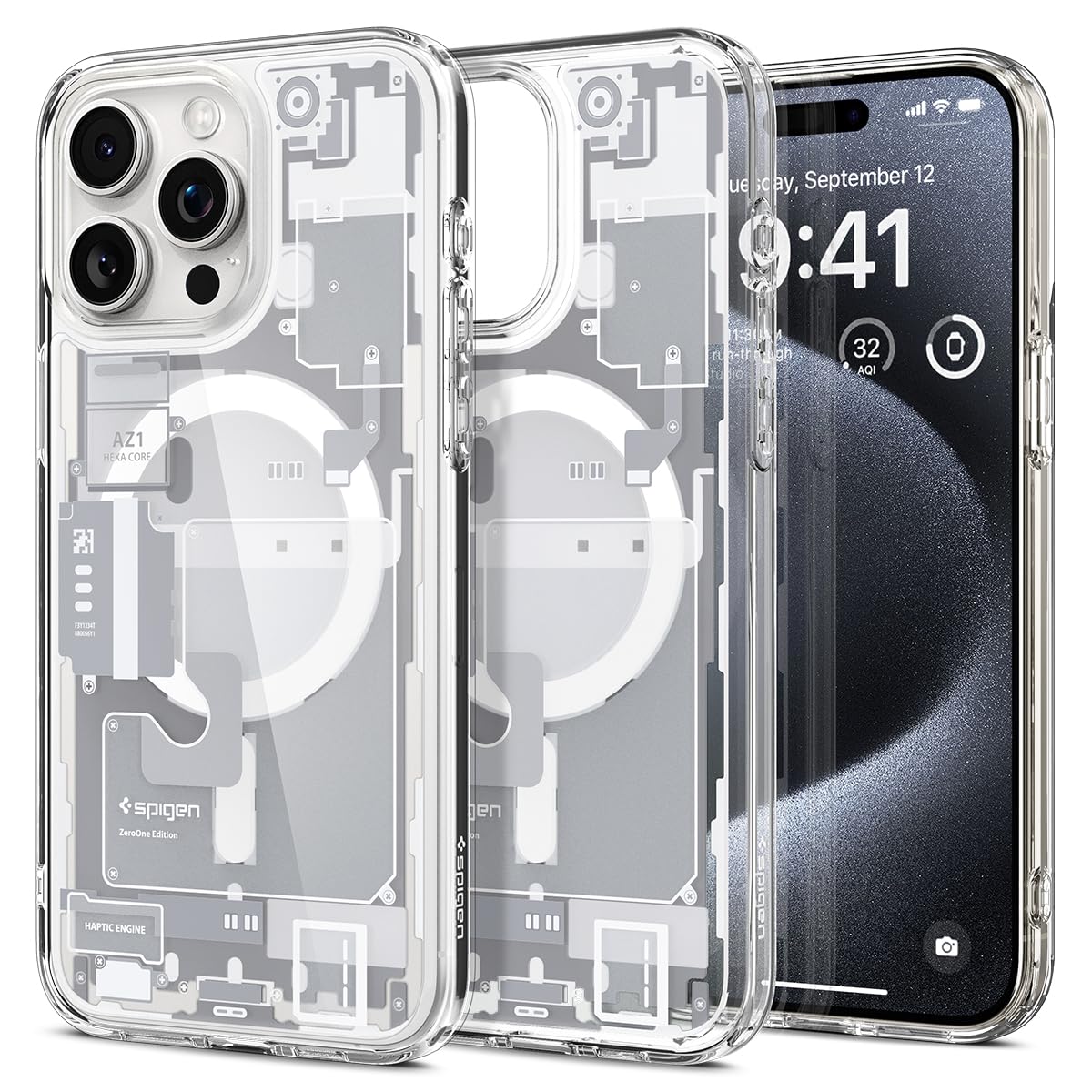 Spigen 【打ち立てる18年の科学技術力】 iPhone 15 Pro Max 容れもの せつ然たる MagSafe相応う 米軍MIL標準尺度 ウルトラ・ハイブリッド・マグフィット ACS07034 (無し・一・白いこと)