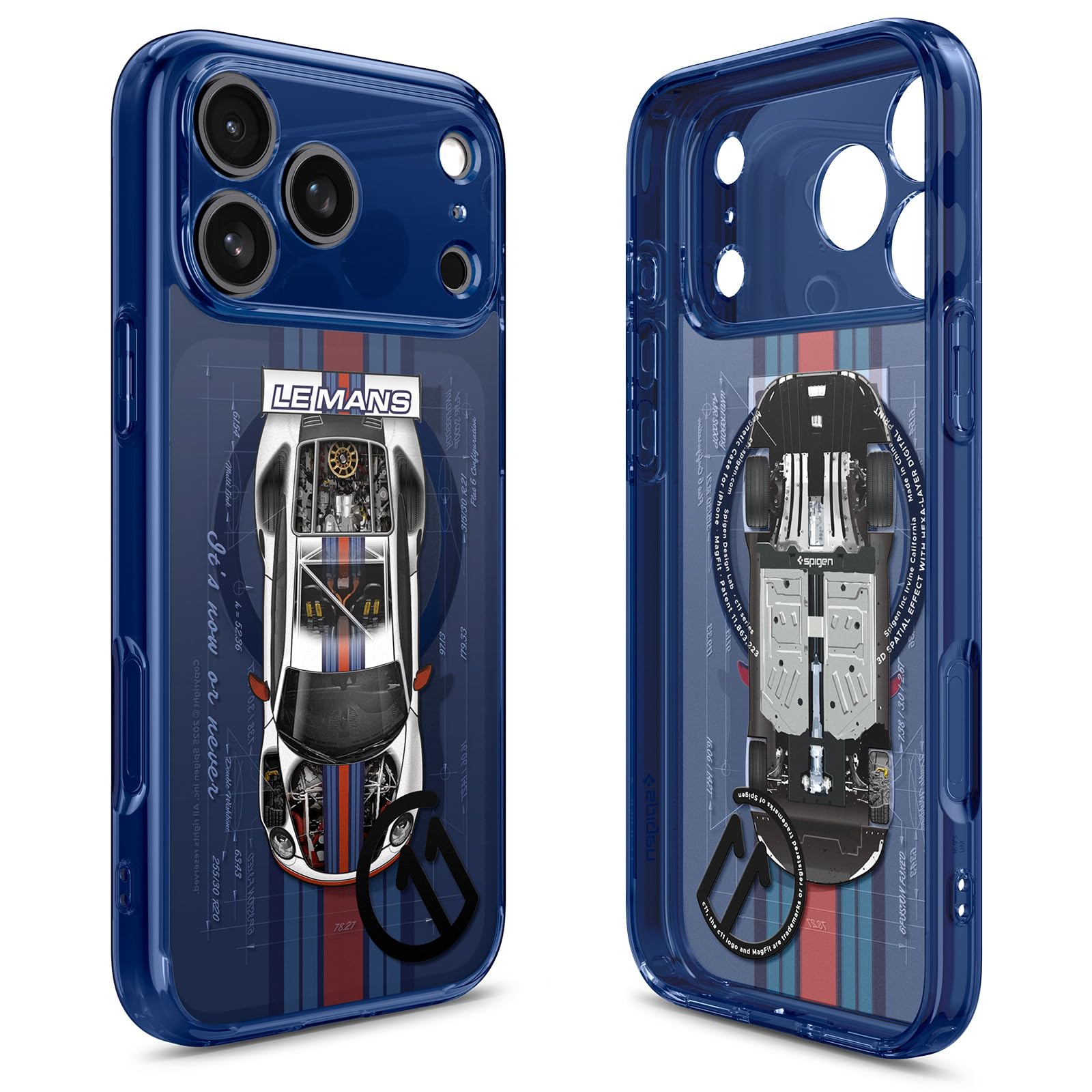 Spigen 【c11 続きもの Le Mans ～版】 iPhone 17 Pro 容れもの MagSafe相応う 立体的刷り上げる ストラップホール 米軍MIL標準尺度 ウルトラ・ハイブリッド・マグフィット (c11 ル・マン) ACS10412