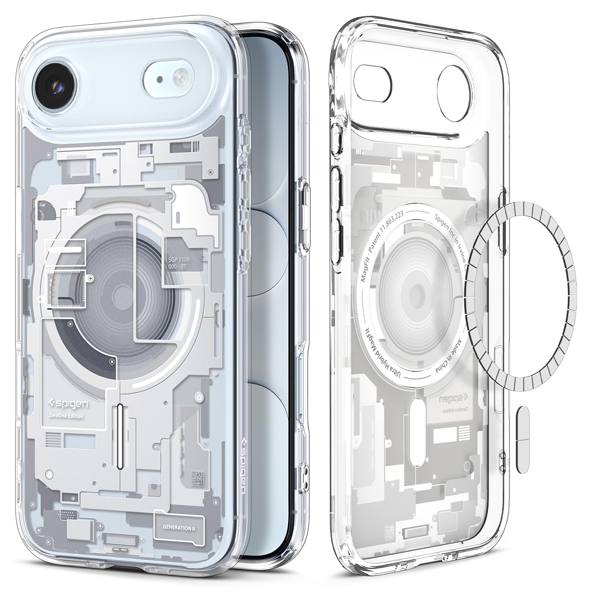Spigen 【創業18年の技術力】 iPhone Air ケース MagSafe対応 クリア ストラップホール 米軍MIL規格 ウルトラ・ハイブリッド・マグフィット (ゼロ・ワン・ホワイト) ACS10056