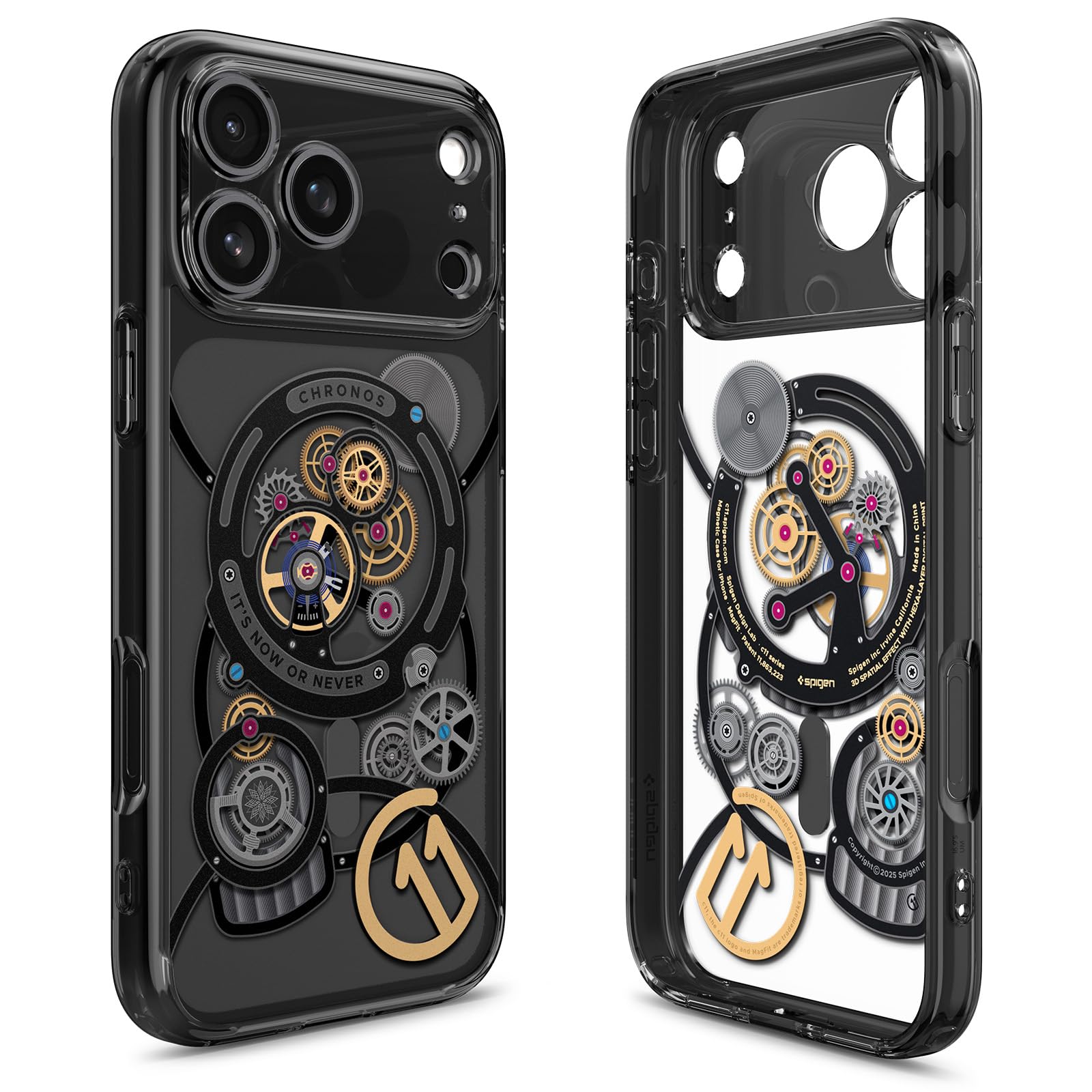 Spigen 【c11 続きもの Chronos ～版】 iPhone 17 Pro 容れもの MagSafe相応う 立体的刷り上げる ストラップホール 米軍MIL標準尺度 ウルトラ・ハイブリッド・マグフィット (c11 クロノス) ACS10408
