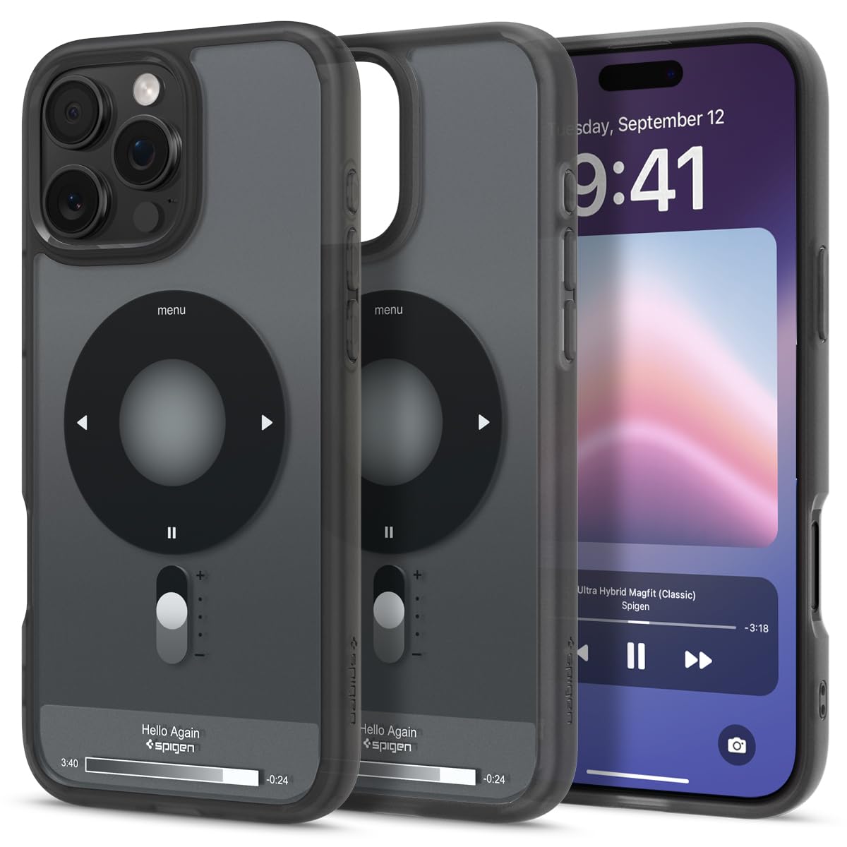 Spigen iPhone 16 Pro 容れもの MagSafe相応う せつ然たる ストラップホール 米軍MIL標準尺度 ウルトラ・ハイブリッド・マグフィット ACS08384 (古典派音楽・黒いこと)