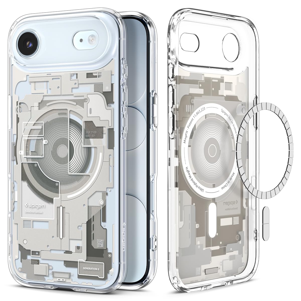 Spigen 【創業18年の技術力】 iPhone Air ケース MagSafe対応 クリア ストラップホール 米軍MIL規格 ウルトラ・ハイブリッド・マグフィット (ゼロ・ワン・ナチュラル・チタニウム) ACS10057