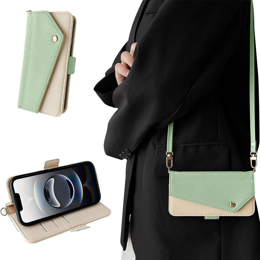 Kahper for iPhone 16e ケース 手帳型 ショルダー 可愛い いphone16e ケース 手帳型 おしゃれ アイフォン16e 財布型 スマホケース iPhone 16e ストラップ付き 軽量 衝撃吸収 上質な手触り PUレザー 全面保