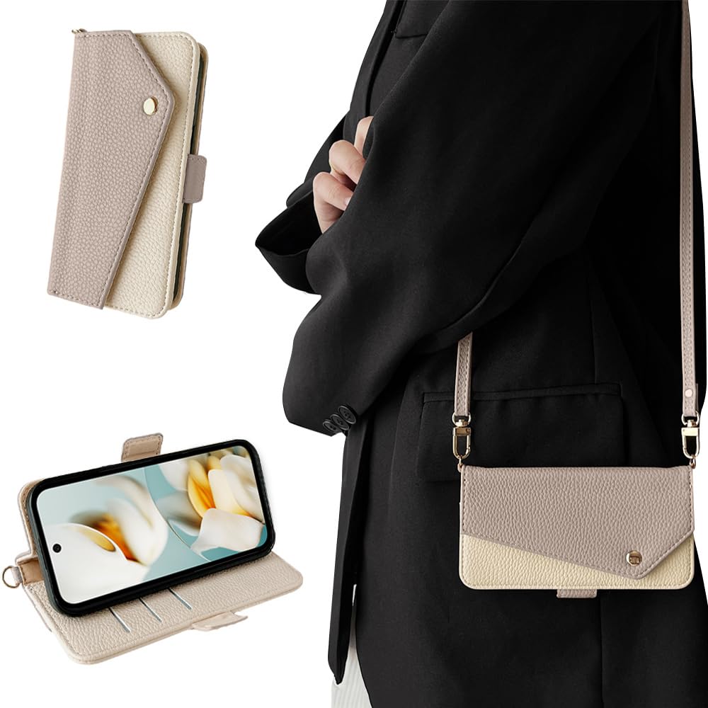 Kahper for google pixel 9a ケース 手帳型 ショルダー 可愛い スマホケース 財布型 おしゃれ カードポケット 横置き機能 携帯カバー テチョウガタ for グーグルピクセル9a ケース 手帳型マグネット