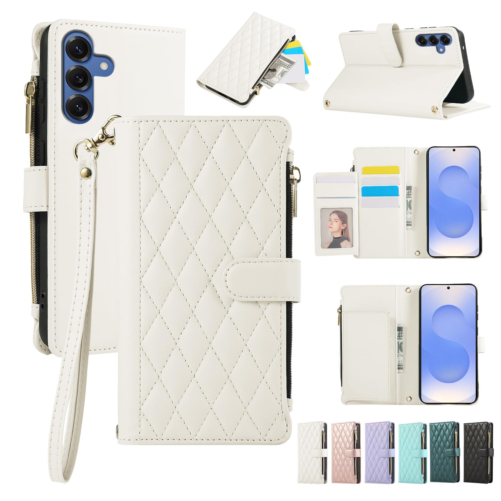Galaxy S25 ケース 手帳型 SC-51F / SCG31 (SM-S931) ギャラクシーS25 ケース 手帳型 GalaxyS25ケース 財布型 ショルダー 肩掛け 斜め掛け ストラップ チャック付き 携帯カバー ギャラクシー S25 カバー Samsu