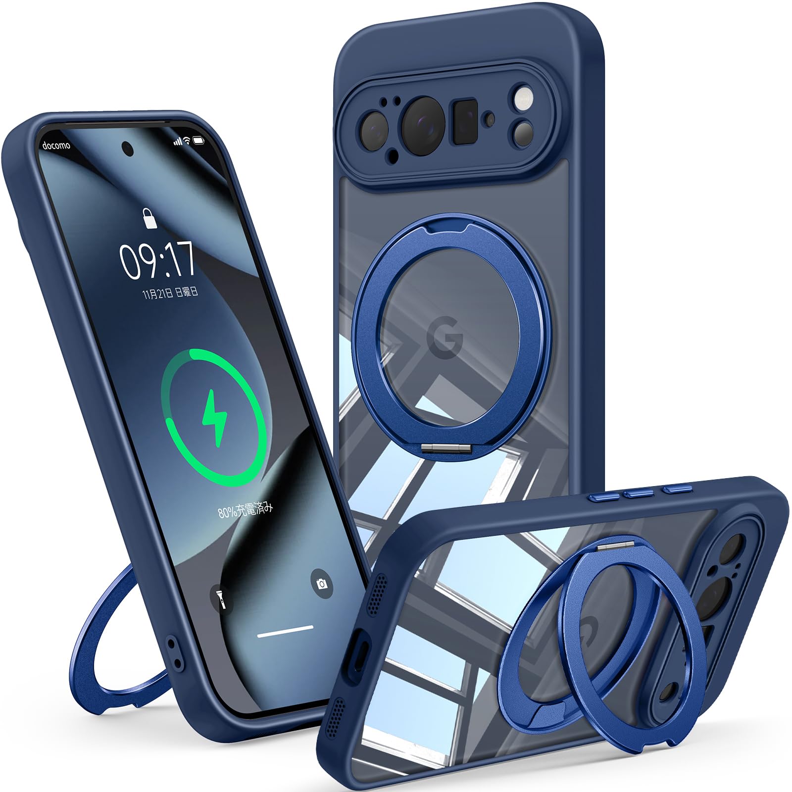 【360°回転スタンド・縦横両対応】FONKCASE Google Pixel 10 Pro XL 用 ケース Magsafe対応 リング マグネット搭載 黄変防止 ワイヤレス充電対応 レンズ保護 耐衝撃 耐久性 ストラップホール付き マグ