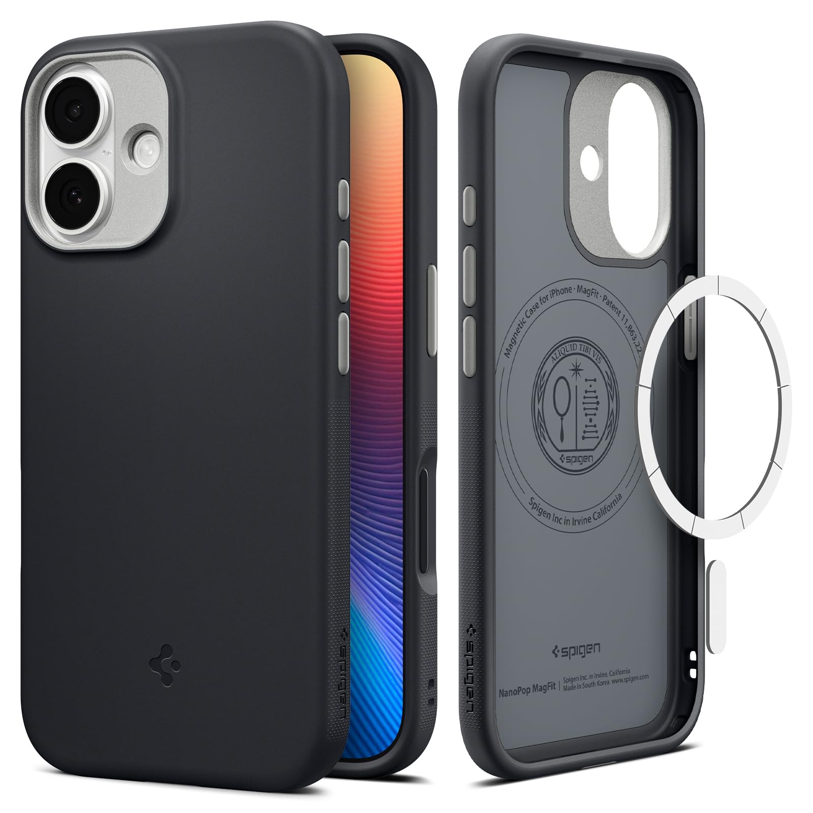 Spigen 【創業18年の技術力】 iPhone 17 ケース MagSafe対応 マグネット搭載 ストラップホール 米軍MIL規格 ナノポップ・マグフィット (ブラック・セサミ) ACS09992