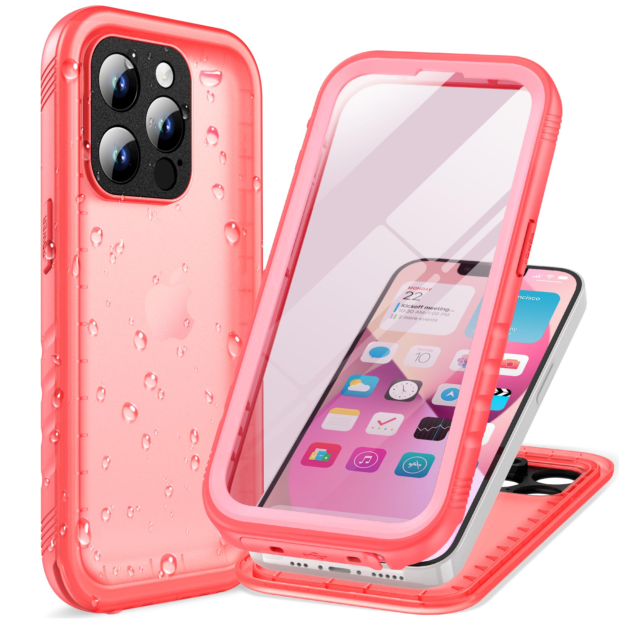 Cozycase iPhone 15 Pro 用 容れもの - iPhone 15 Pro 用 雨合羽容れもの - 物のみごとに雨合羽 防塵 2m 耐衝撃 360度 全面 両面 軽さ 米軍 写真機防御すること 同盟罷業さあ美付き添い人 海 お風呂 水中映画化 洗い濯ぎ能力のある iPhone15Pro 用 容れもの - 最強