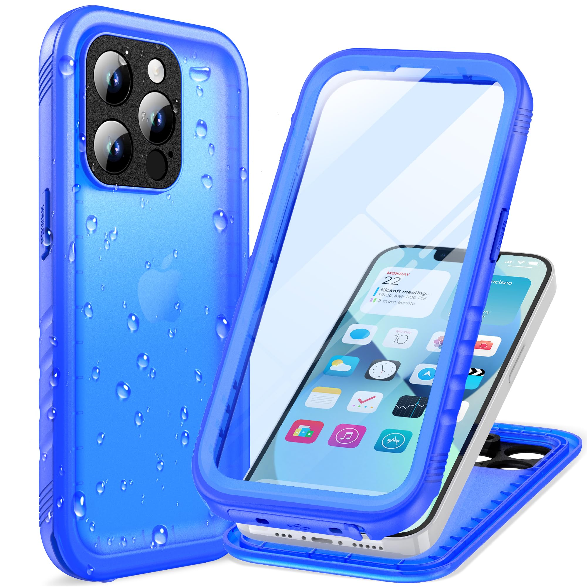 Cozycase iPhone 15 Pro Max 用 容れもの - iPhone 15 Pro Max 用 雨合羽容れもの - 物のみごとに雨合羽 防塵 2m 耐衝撃 360度 全面 両面 軽さ 米軍 写真機防御すること 同盟罷業さあ美付き添い人 海 お風呂 水中映画化 洗い濯ぎ能力のある iPhone15ProMax 用 ケー