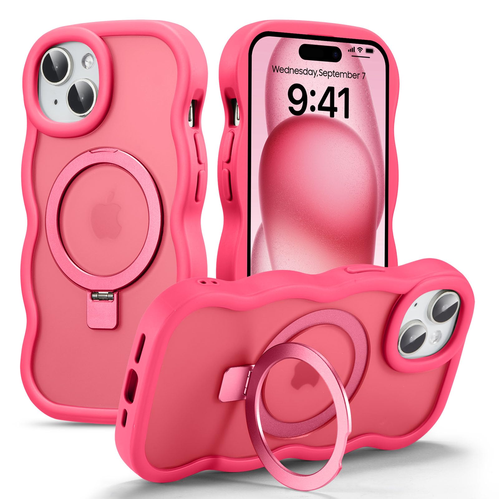 UEEBAI 相応う iPhone 15 用の 入れもの 半澄み切った TPU ウェーブデザイン スマホケース 好いたらしい 一般受け 今めかしい 入れもの Magsafe相応う 横縦相い性 薄型 軽さ 磁石積み上げる 波型 バンパー スマホケース - ホットピ