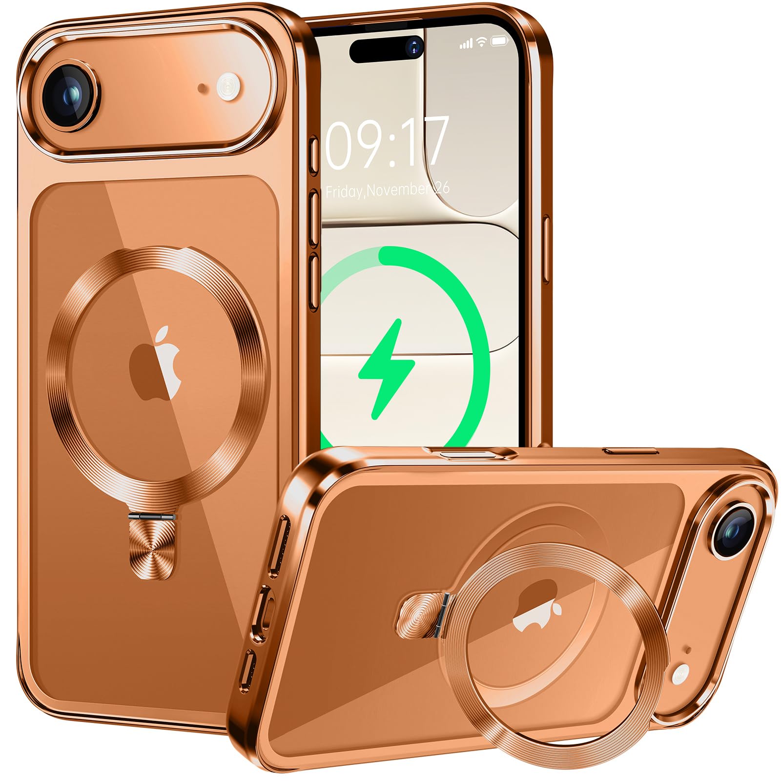 【CD MagSafe輪っか・照明ランプ原則として】iPhone 17 Air 用せつ然たる容れもの[MagSafe相応う・隠し照明ランプ] [本体の色・メッキバンパー]ストラップホール付き添い人 角度合わせる可 米軍MIL標準尺度手に入れる・耐衝撃 アイホン17 Air