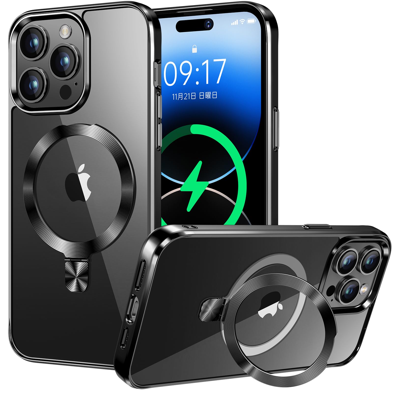 【CD MagSafe輪っか・照明ランプ原則として】iPhone14 Pro Max 用せつ然たる容れもの[MagSafe相応う・隠し照明ランプ] [本体の色・メッキバンパー]ストラップホール付き添い人 角度合わせる可 米軍MIL標準尺度手に入れる・耐衝撃 アイホン14