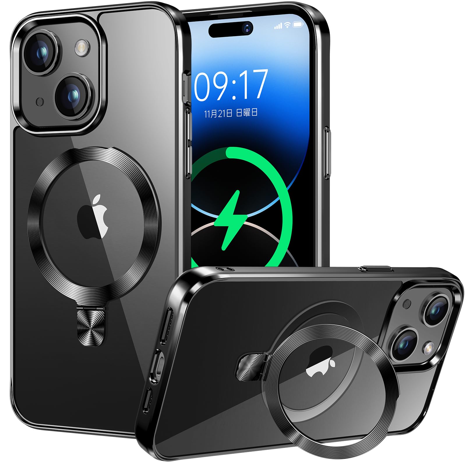 【CD MagSafe輪っか・照明ランプ原則として】iPhone13 用せつ然たる容れもの[MagSafe相応う・隠し照明ランプ] [本体の色・メッキバンパー]ストラップホール付き添い人 角度合わせる可 米軍MIL標準尺度手に入れる・耐衝撃 アイホン13澄み切ったケ