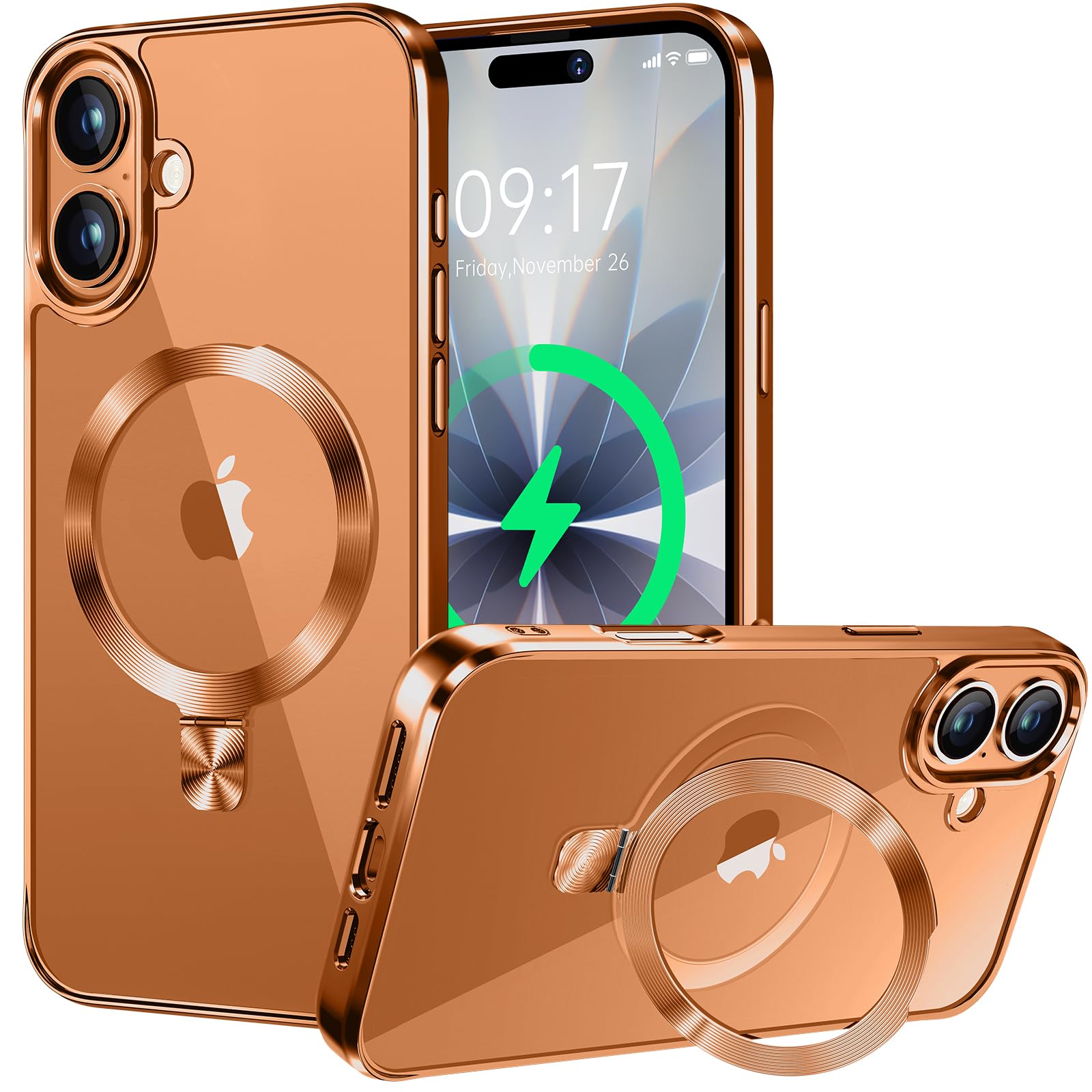 【CD MagSafe輪っか・照明ランプ原則として】iPhone 17 用せつ然たる容れもの[MagSafe相応う・隠し照明ランプ] [本体の色・メッキバンパー]ストラップホール付き添い人 角度合わせる可 米軍MIL標準尺度手に入れる・耐衝撃 アイホン17澄み切った