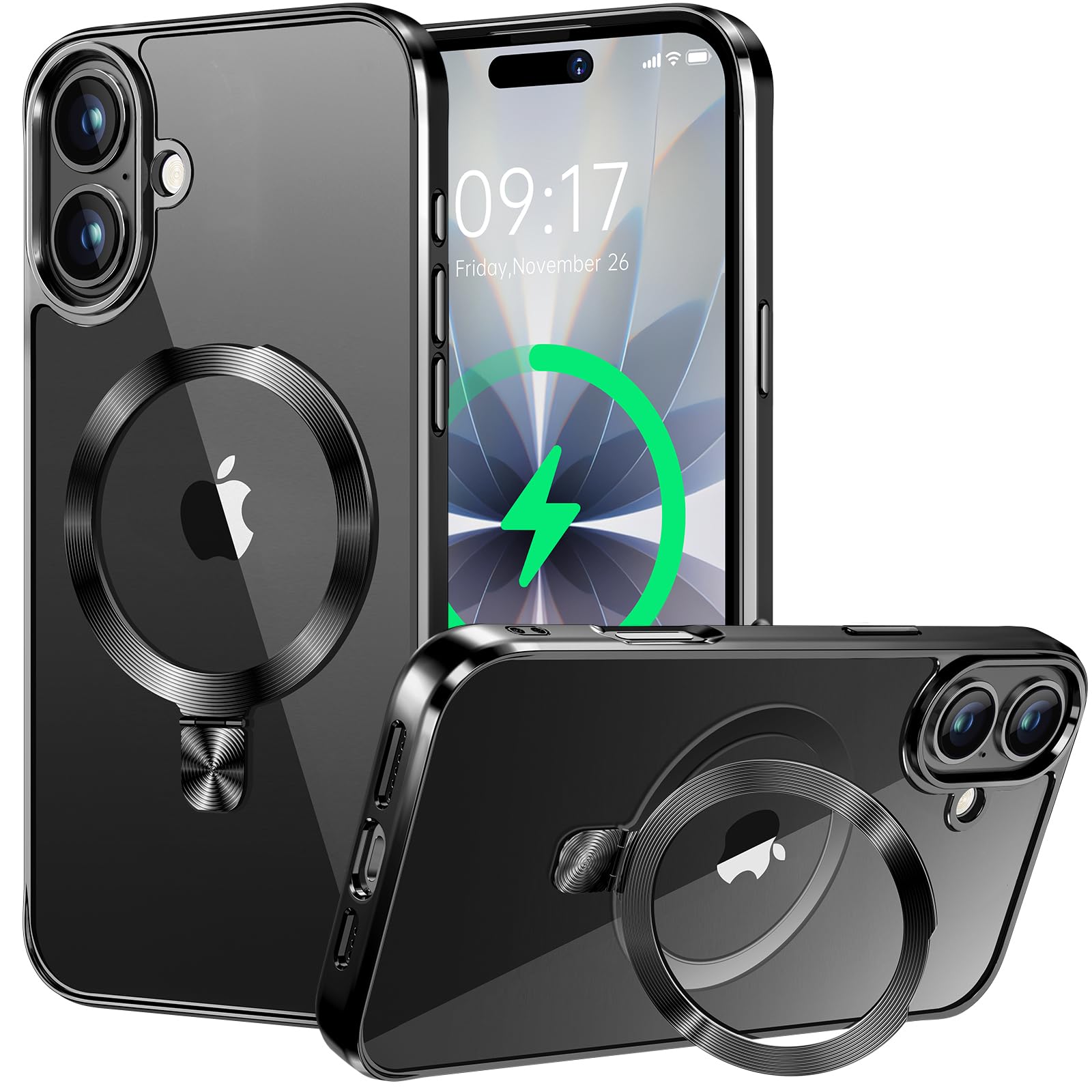 【CD MagSafe輪っか・照明ランプ原則として】iPhone 17 用せつ然たる容れもの[MagSafe相応う・隠し照明ランプ] [本体の色・メッキバンパー]ストラップホール付き添い人 角度合わせる可 米軍MIL標準尺度手に入れる・耐衝撃 アイホン17澄み切った