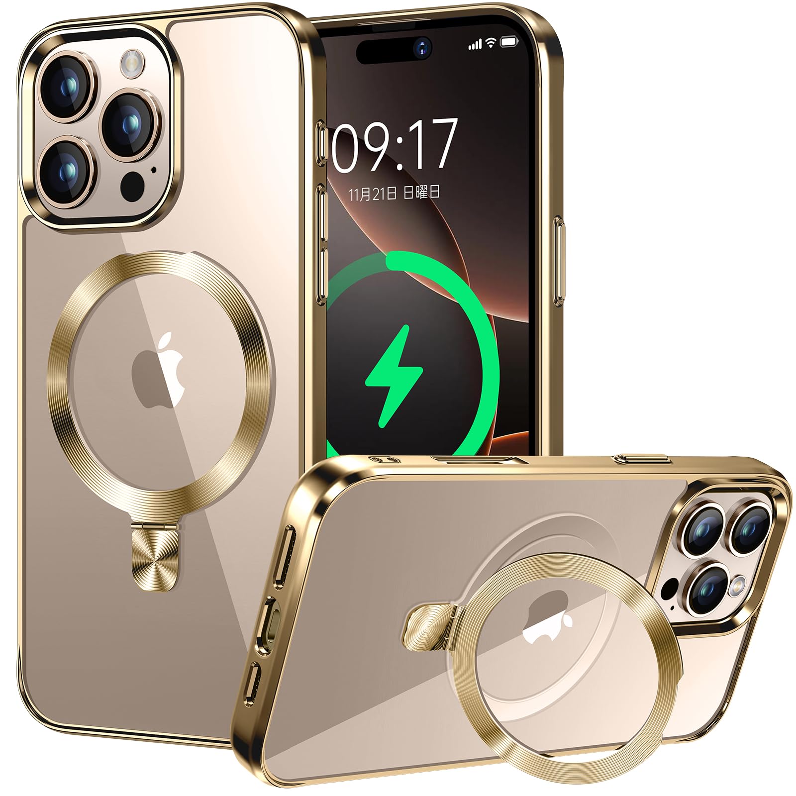 【CD MagSafe輪っか・照明ランプ原則として】iPhone 16 Pro 用せつ然たる容れもの[MagSafe相応う・隠し照明ランプ] [本体の色・メッキバンパー]ストラップホール付き添い人 角度合わせる可 米軍MIL標準尺度手に入れる・耐衝撃 アイホン16 Pro