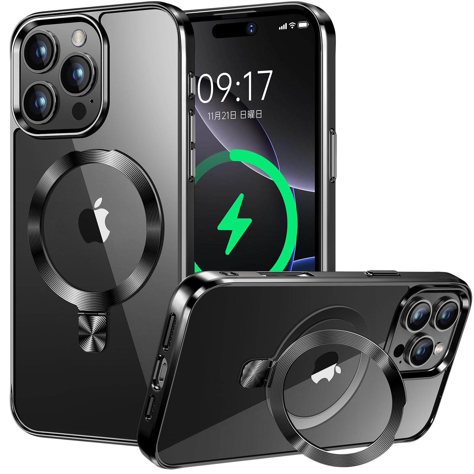 【CD MagSafe輪っか・照明ランプ原則として】iPhone 16 Pro 用せつ然たる容れもの[MagSafe相応う・隠し照明ランプ] [本体の色・メッキバンパー]ストラップホール付き添い人 角度合わせる可 米軍MIL標準尺度手に入れる・耐衝撃 アイホン16 Pro