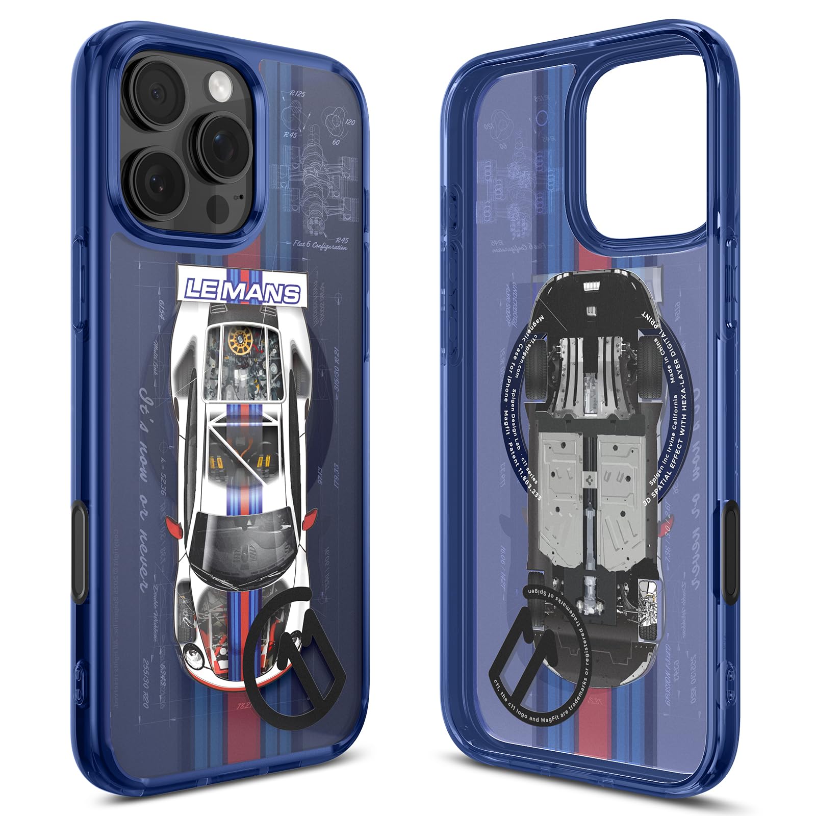 Spigen【c11 シリーズ Le Mans エディション】iPhone 16 Pro ケース MagSafe対応 カメラコントロール対応 立体的プリント ストラップホール 米軍MIL規格 ウルトラ・ハイブリッドT・マグフィット ACS09590