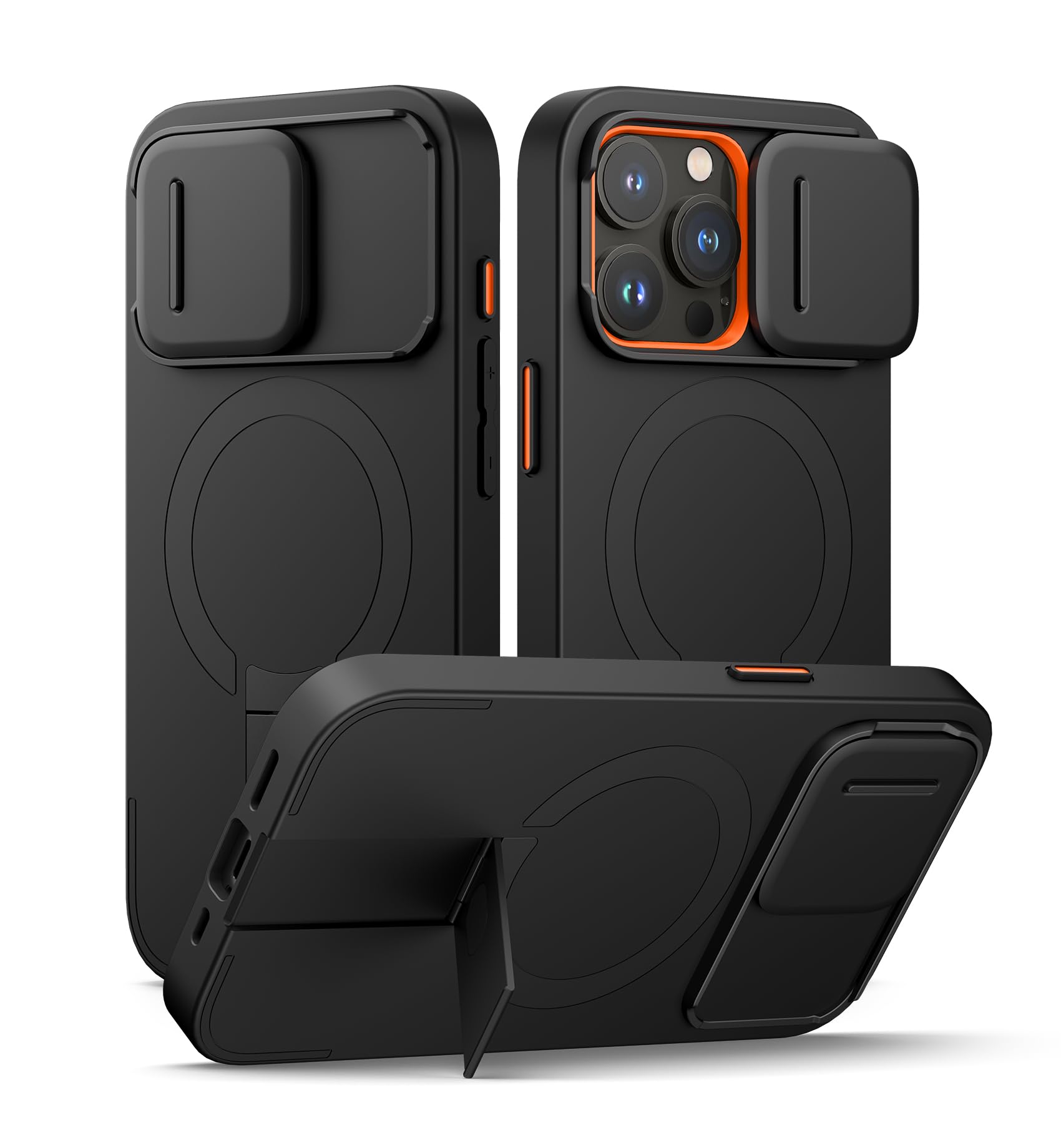 SURITCH 磁気入れものiPhone 15 proと取り替えっこ性 と写真機保護すること押しかぶせると合わせる能力のあるな照明ランプ 傷押しとどめる耐衝撃保護すること押しかぶせるiPhone 15 pro用 (黒いこと)