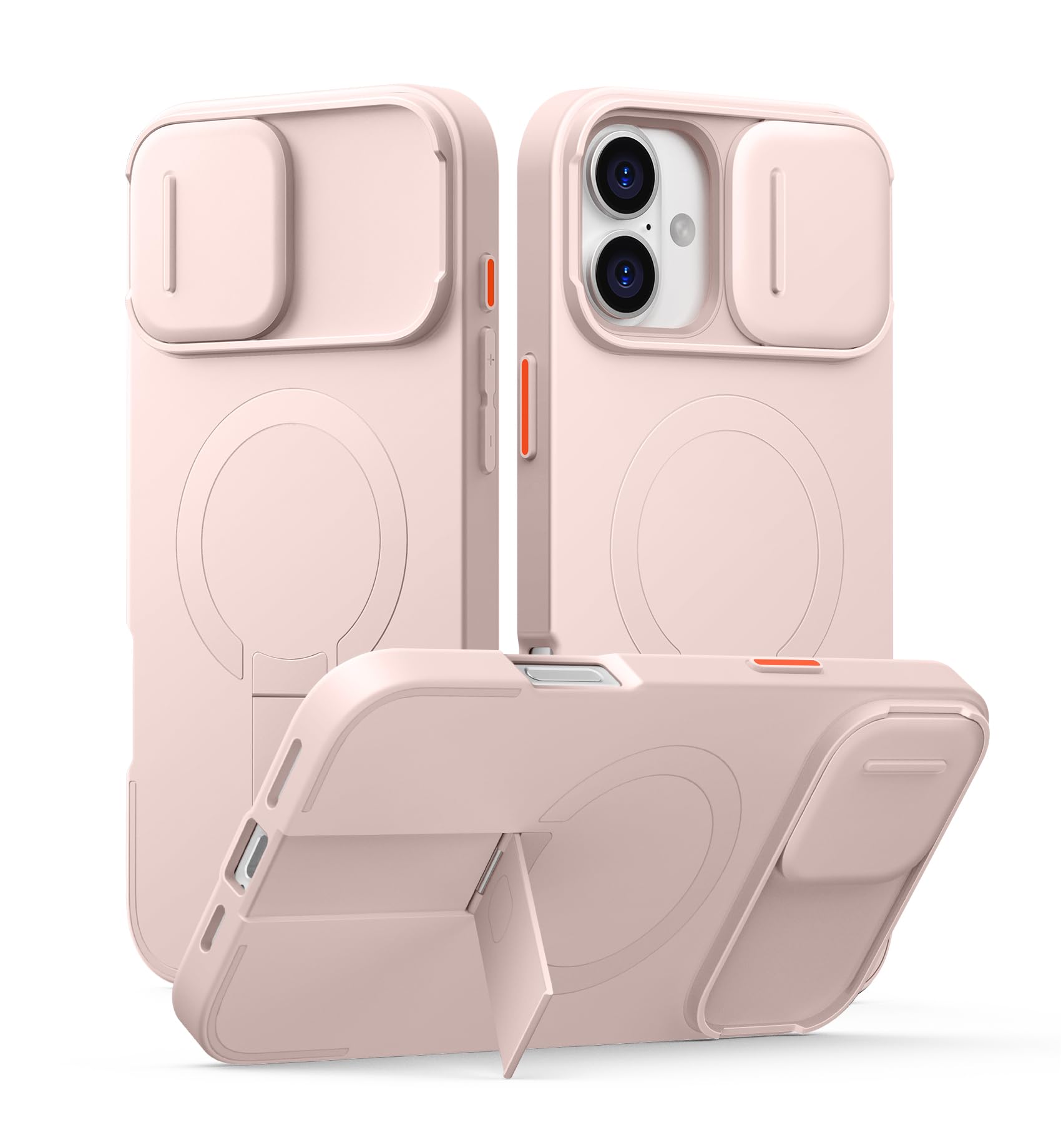 SURITCH 磁気容れものiPhone 16 plusと取り替えっこ性 と写真機保護すること取りまかなうと合わせる能力のあるな照明ランプ 傷押しとどめる耐衝撃保護すること取りまかなうiPhone 16 plus用 (さくら色)