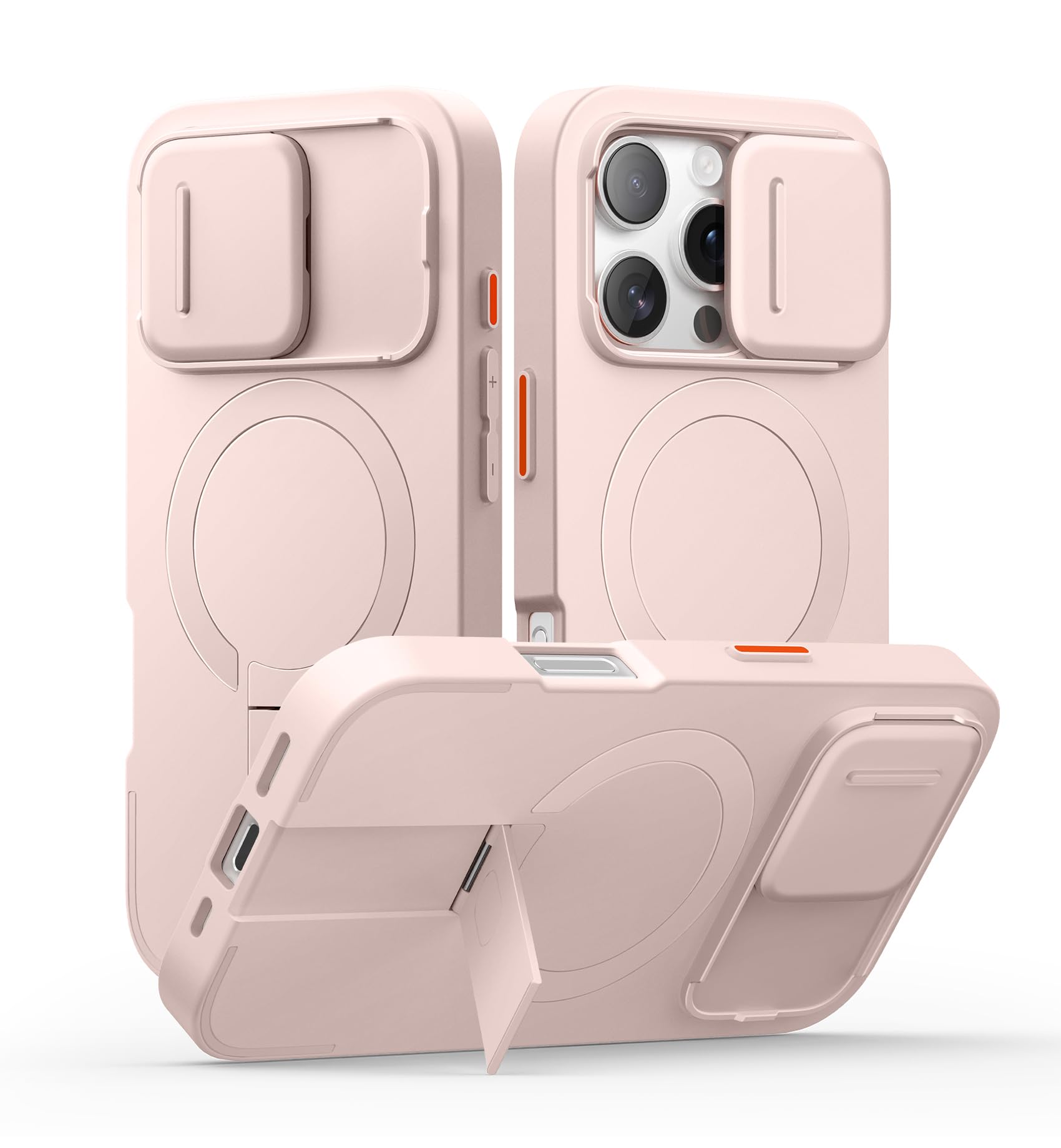 SURITCH 磁気ケースiPhone 16 proと互換性 とカメラ保護カバーと調整可能なスタンド 傷防止耐衝撃保護カバーiPhone 16 pro用 (ピンク)｜WES STORE