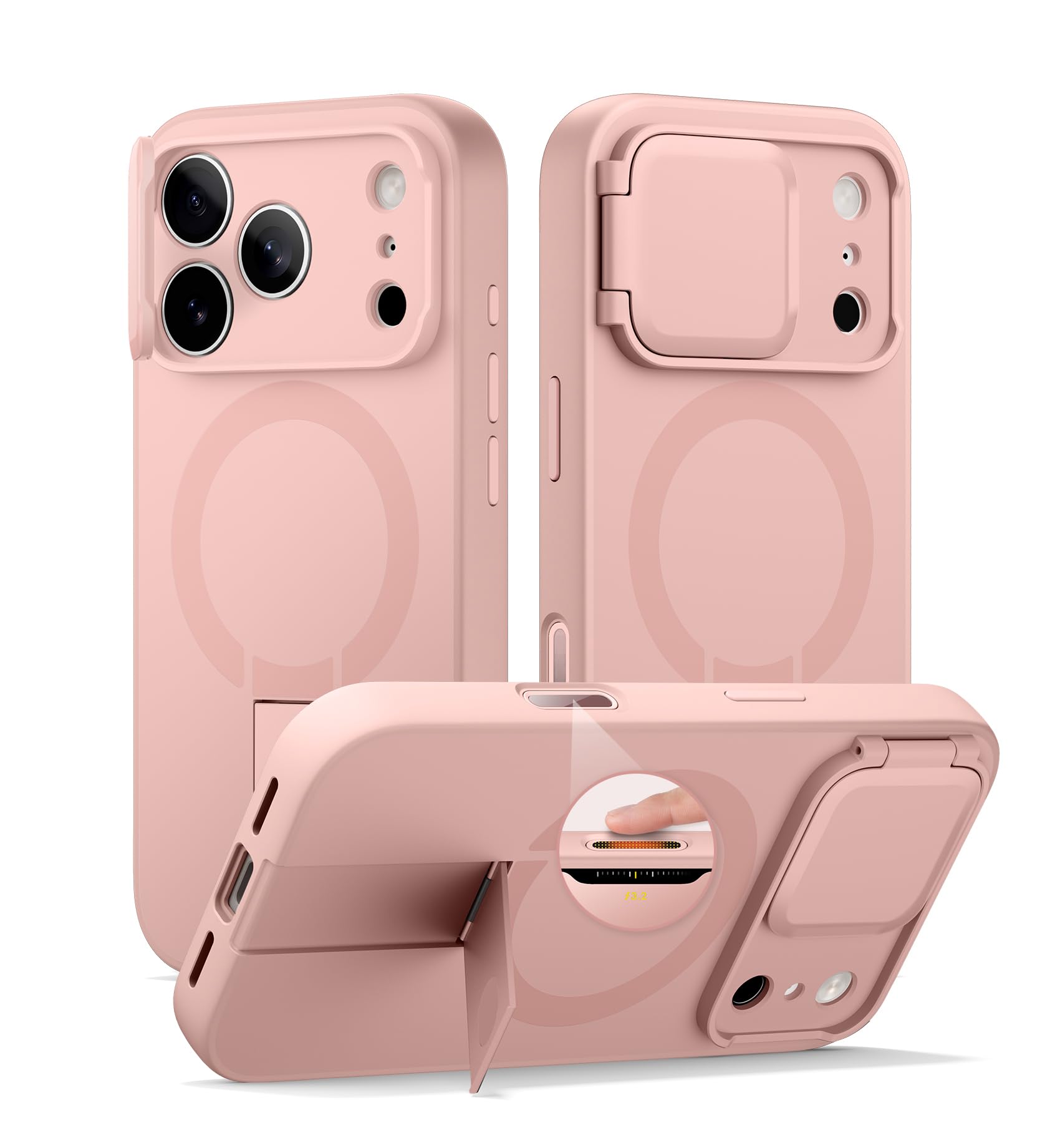 SURITCH 磁気容れものiPhone 17 Proと取り替えっこ性 と写真器保護すること押しかぶせる\u0026カメラコントロールボタン\u0026と自然調整能力のあるな照明ランプ 傷押しとどめる耐衝撃保護すること押しかぶせるiPhone 17 Pro用 (さくら色) スマートフォン・タブレット-ケース・カバー-スマートフォン・携帯電話アクセサリー