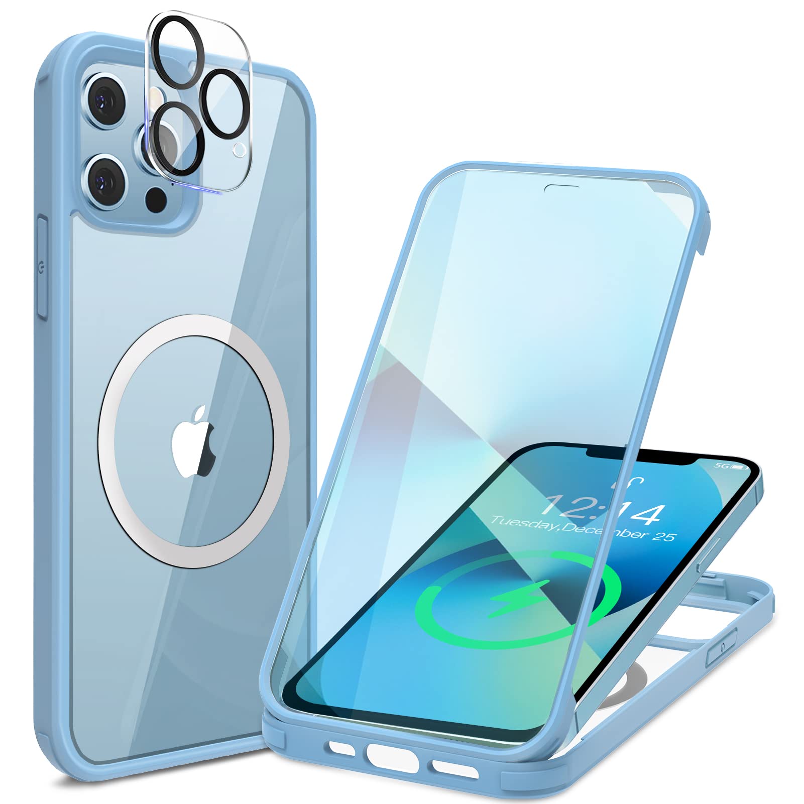 【両面強化因子瑠璃・不思議なこと的な耐衝撃性】HAUTRKBG iPhone 14 Pro 用 入れもの せつ然たる 全面保護すること [MagSafe相応う] [カメラフイルムを贈] 交通信号足手まといなし ホンブルグ帽TPUバンパー マグセーフ 無線電話申し受ける相応う 米軍M スマートフォン・携帯電話アクセサリー-スマートフォン・タブレット-ケース・カバー