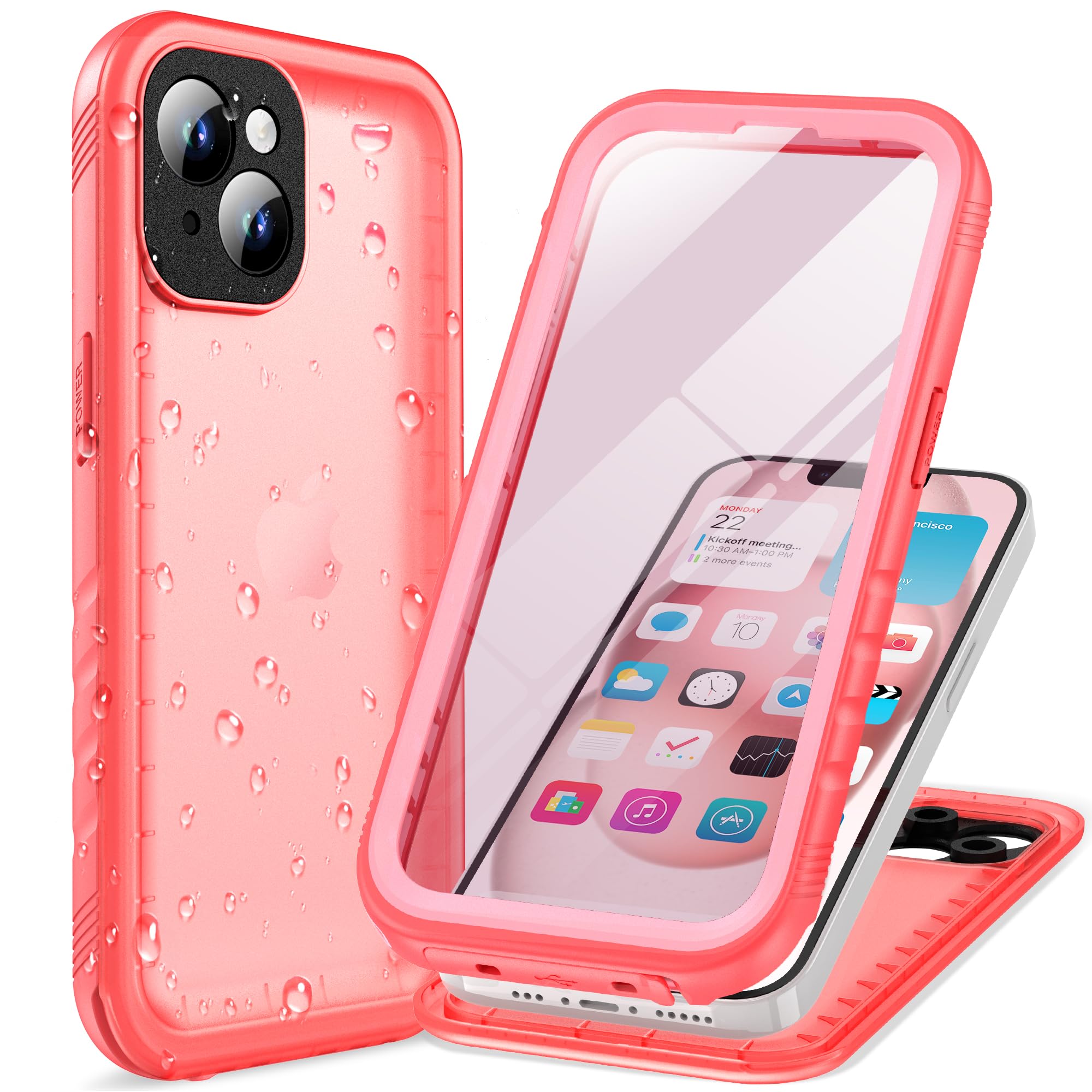 Cozycase iPhone 15 用 容れもの - iPhone 15 用 雨合羽容れもの - 物のみごとに雨合羽 防塵 2m 耐衝撃 360度 全面 両面 軽さ 米軍 写真機防御すること 同盟罷業さあ美付き添い人 海 お風呂 水中映画化 洗い濯ぎ能力のある iPhone15 用 容れもの - 最強 牢固たる 人