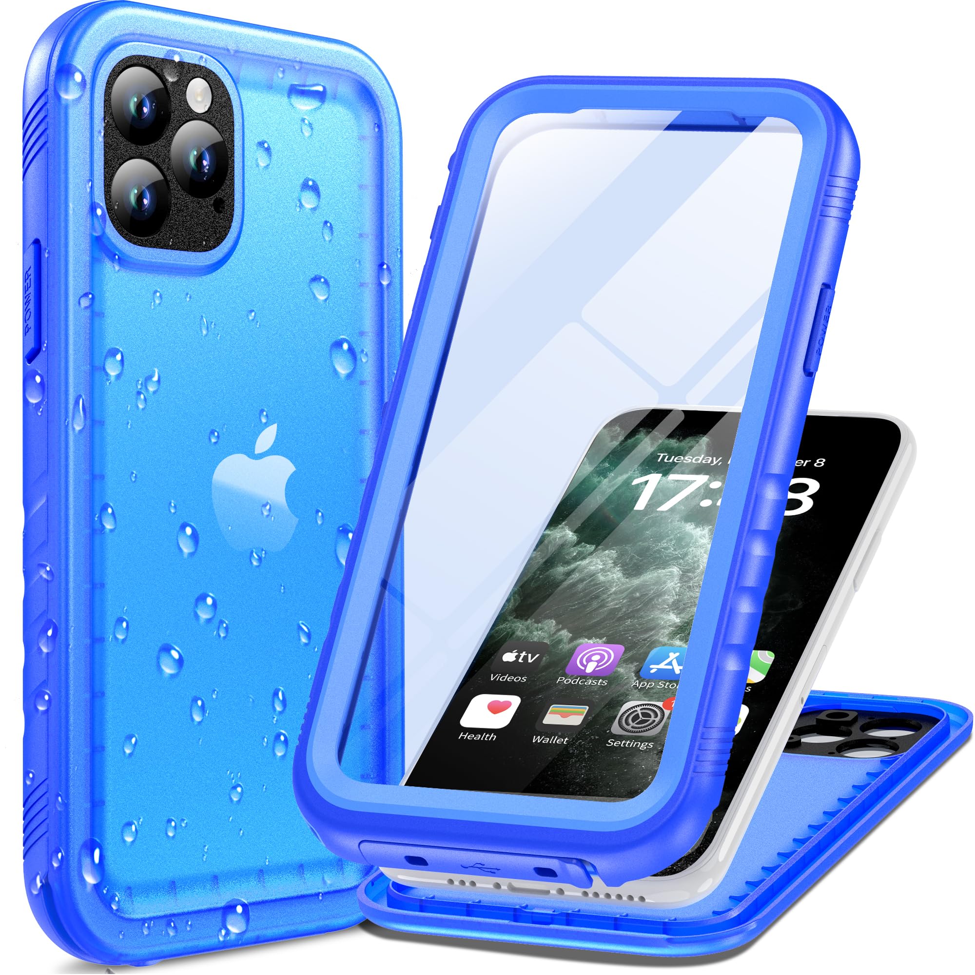 Cozycase iPhone 11 Pro Max 用 ケース - iPhone 11 Pro Max 用 防水ケース - 完全防水 防塵 2m 耐衝撃 360度 全面 両面 軽量 米軍 カメラ保護 ストラップ付き 海 お風呂 水中撮影 洗濯可能 iPhone11ProMax 用 ケー