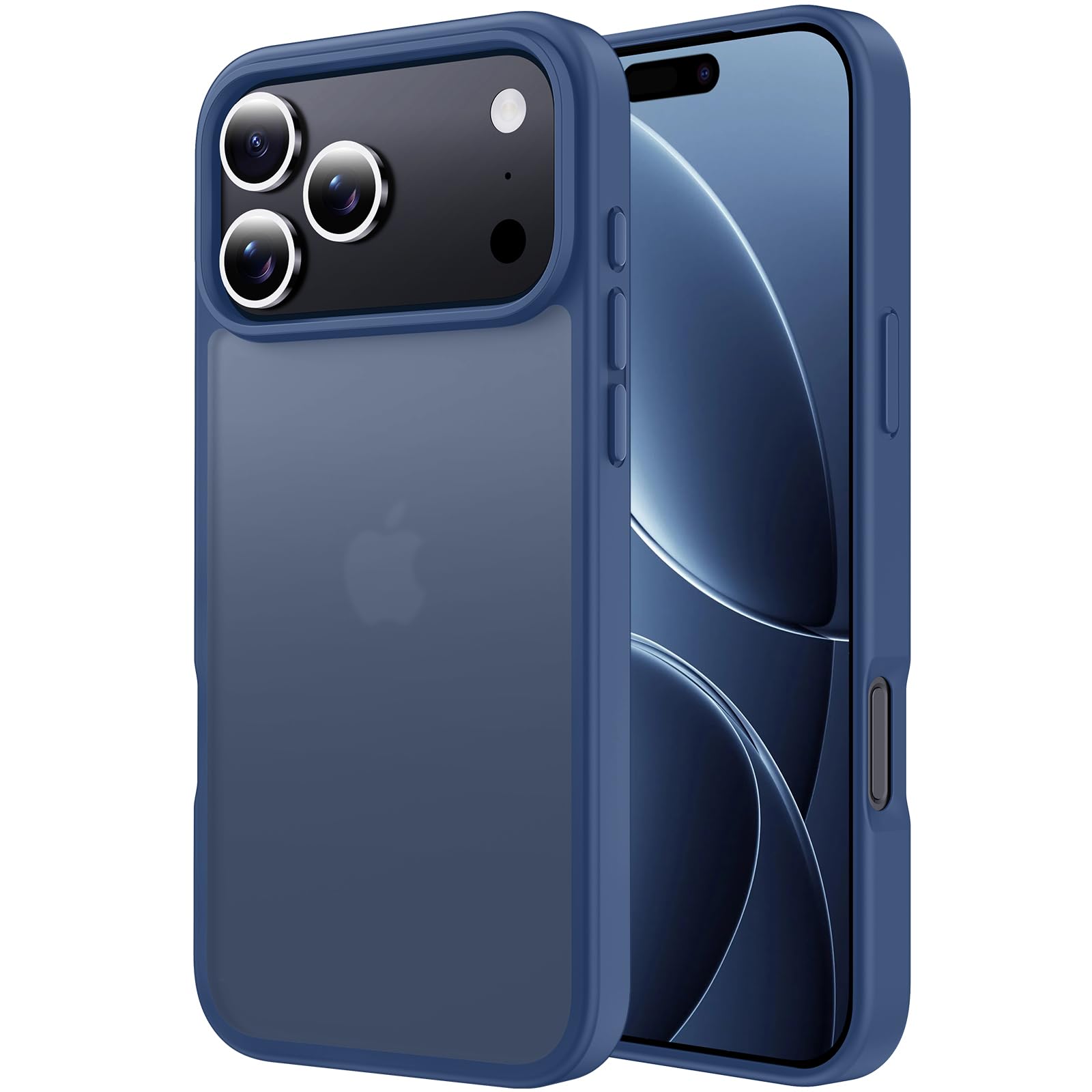Aunote いphone17promax ケース マット半透明 米軍MIL規格 耐衝撃 耐久性 ワイヤレス充電 黄ばみなし 指紋防止 軽量 スマホケース iphone 17 Pro Max ケース カバー ブルー