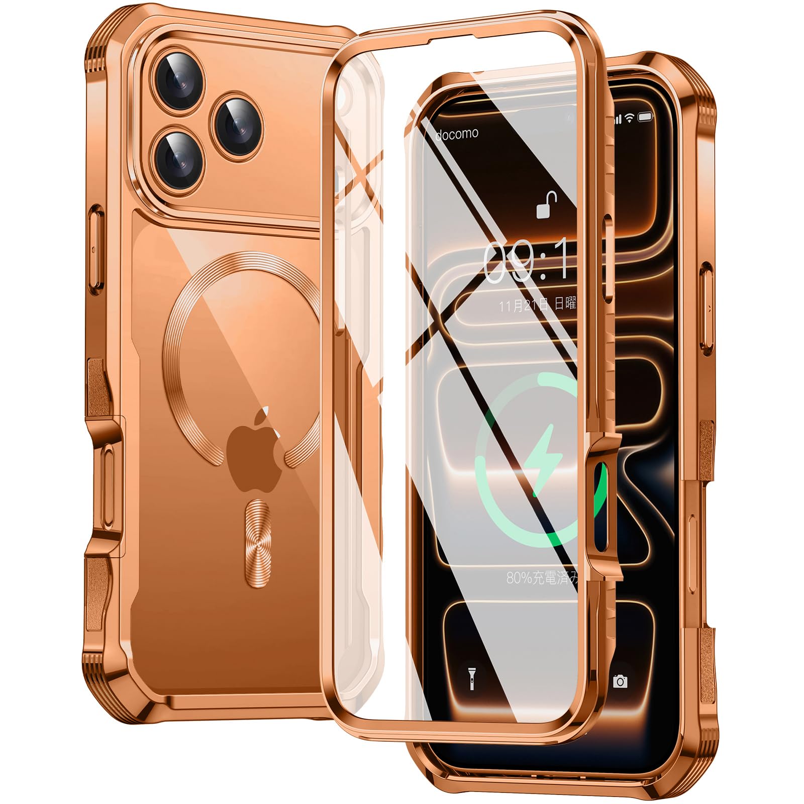 【両面保護・MagSafe対応】FONKCASE iPhone17 Pro 用 ケース【本体の色・CDリング】メッキバンパー クリア PC背面 黄変防止 アイホン17プロケース 全面保護 カバー 耐衝撃 タッチ感度良い ワイヤレス｜WES STORE