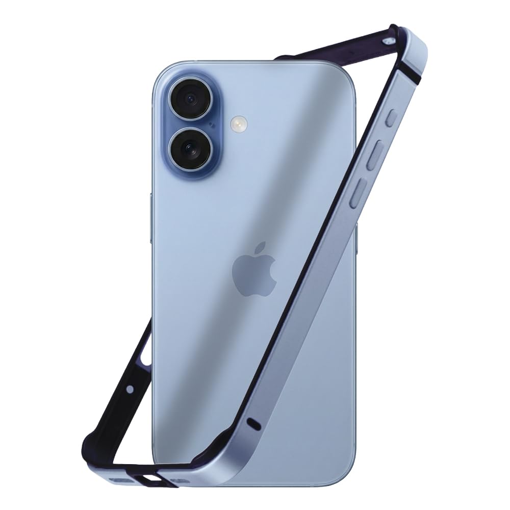 レイ・アウト iPhone 17 用 バンパー 放熱 アルミ ゲーミング ケース アルミバンパー 背面なし 枠のみ 耐衝撃 軽量 ブルー RT-P52ABB/MA｜WES STORE